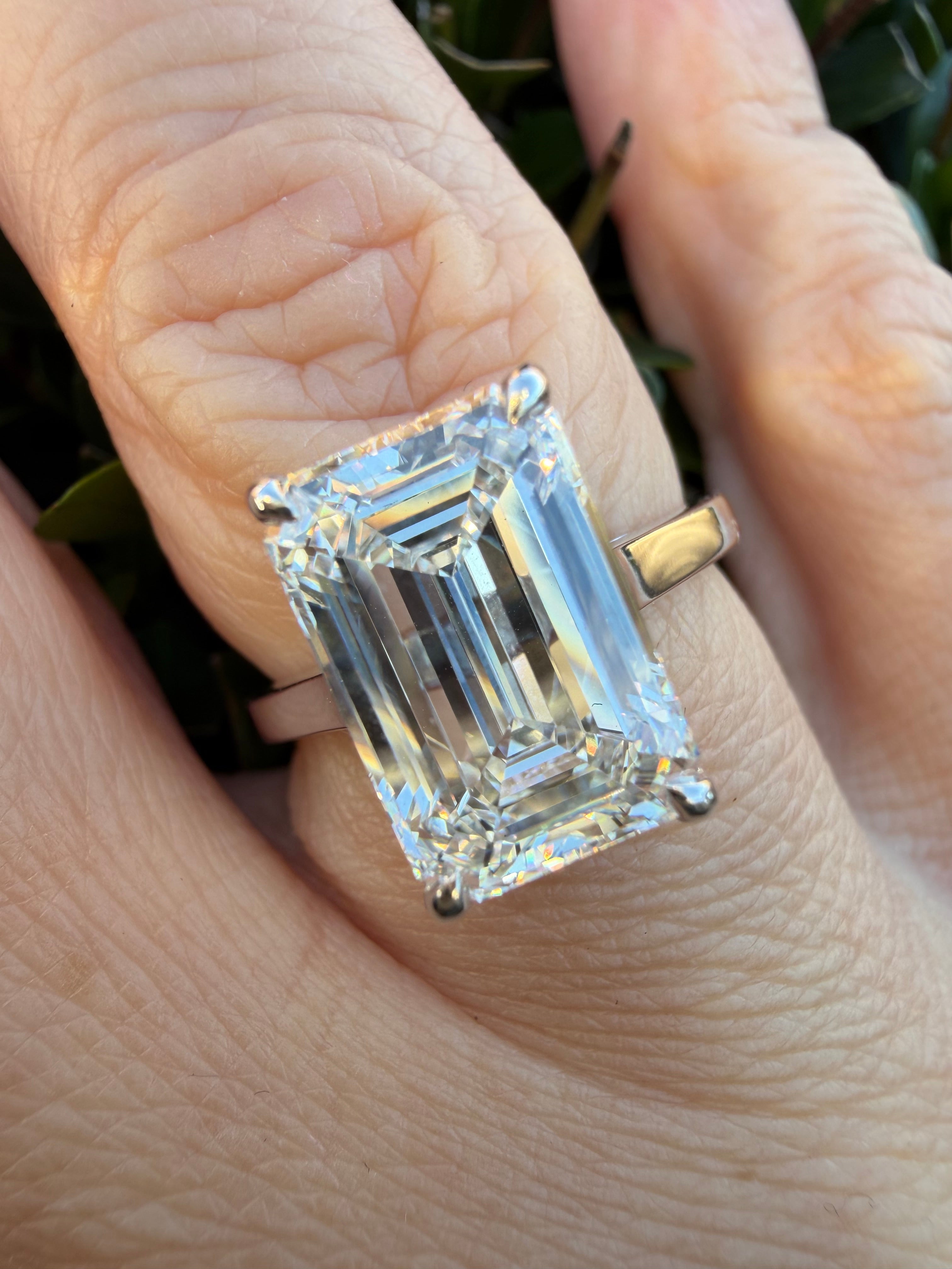 5.06ct emerald cut Lab Grown Diamond Solitaire Ring IGI Certified set in 9k white gold