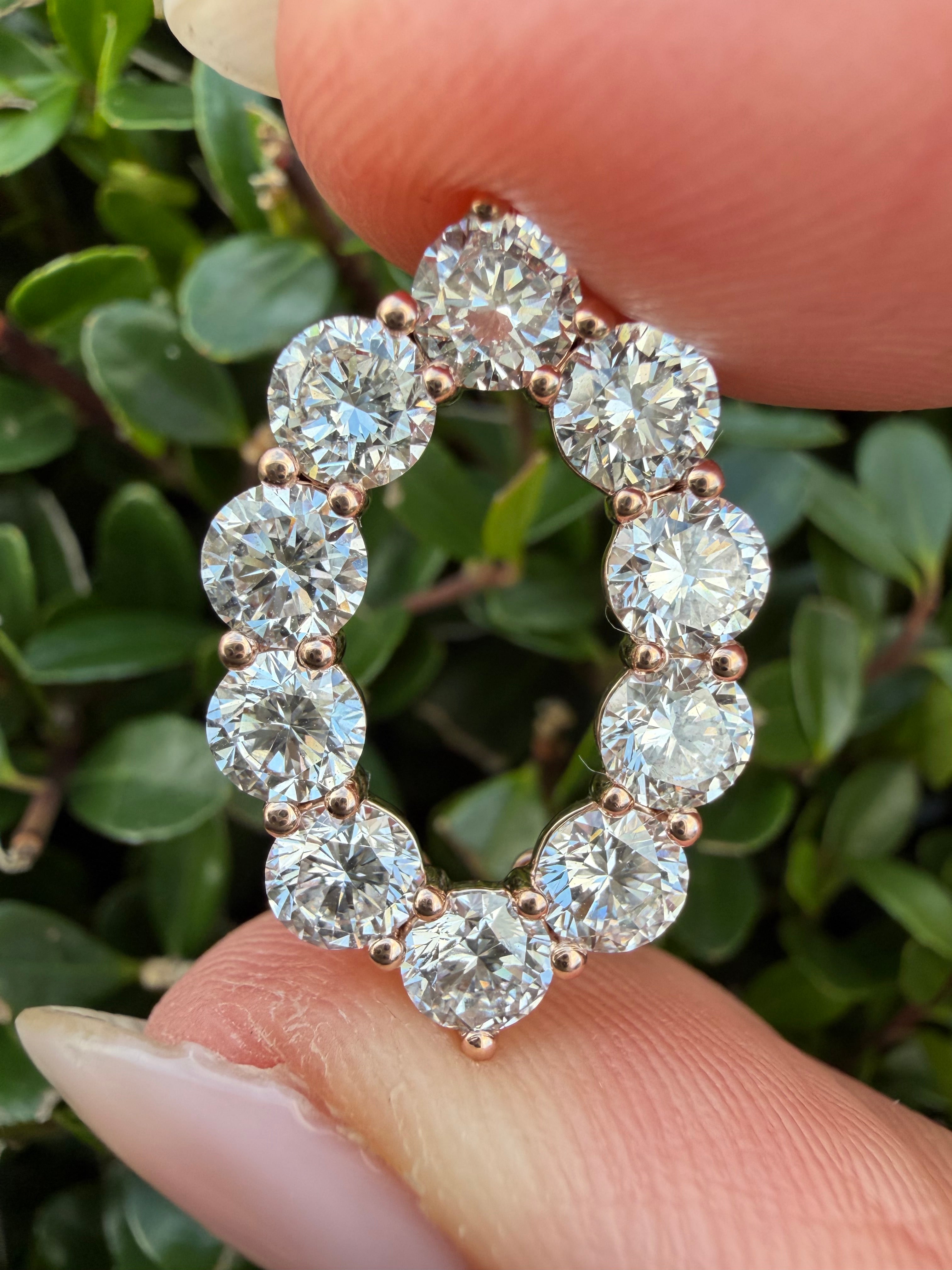 3.29ct round cut lab grown diamond oval Pendant 9k Rose Gold IGI certified