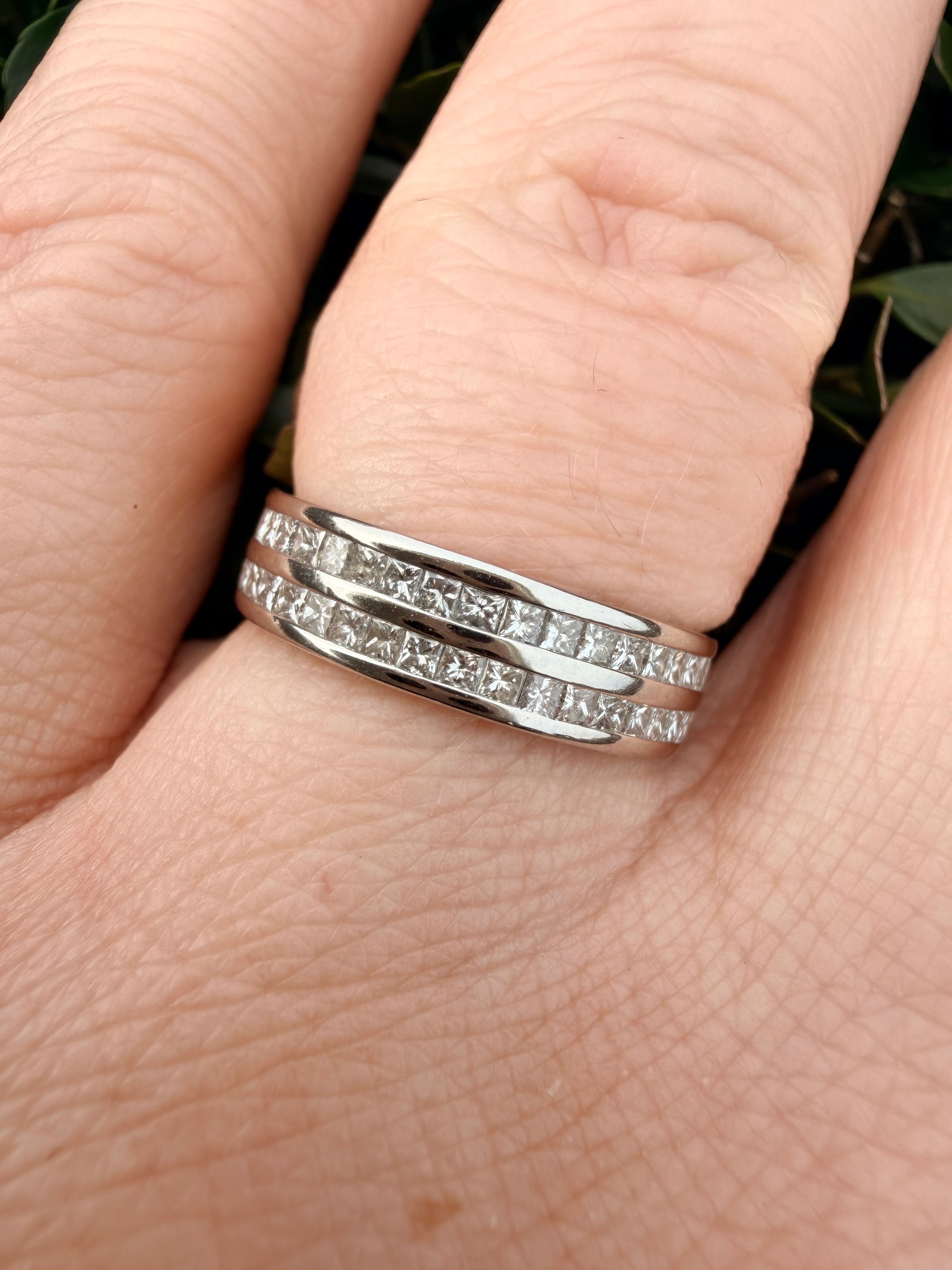 Platinum 1.70ct Natural Princess Cut Full Eternity Ring Certified