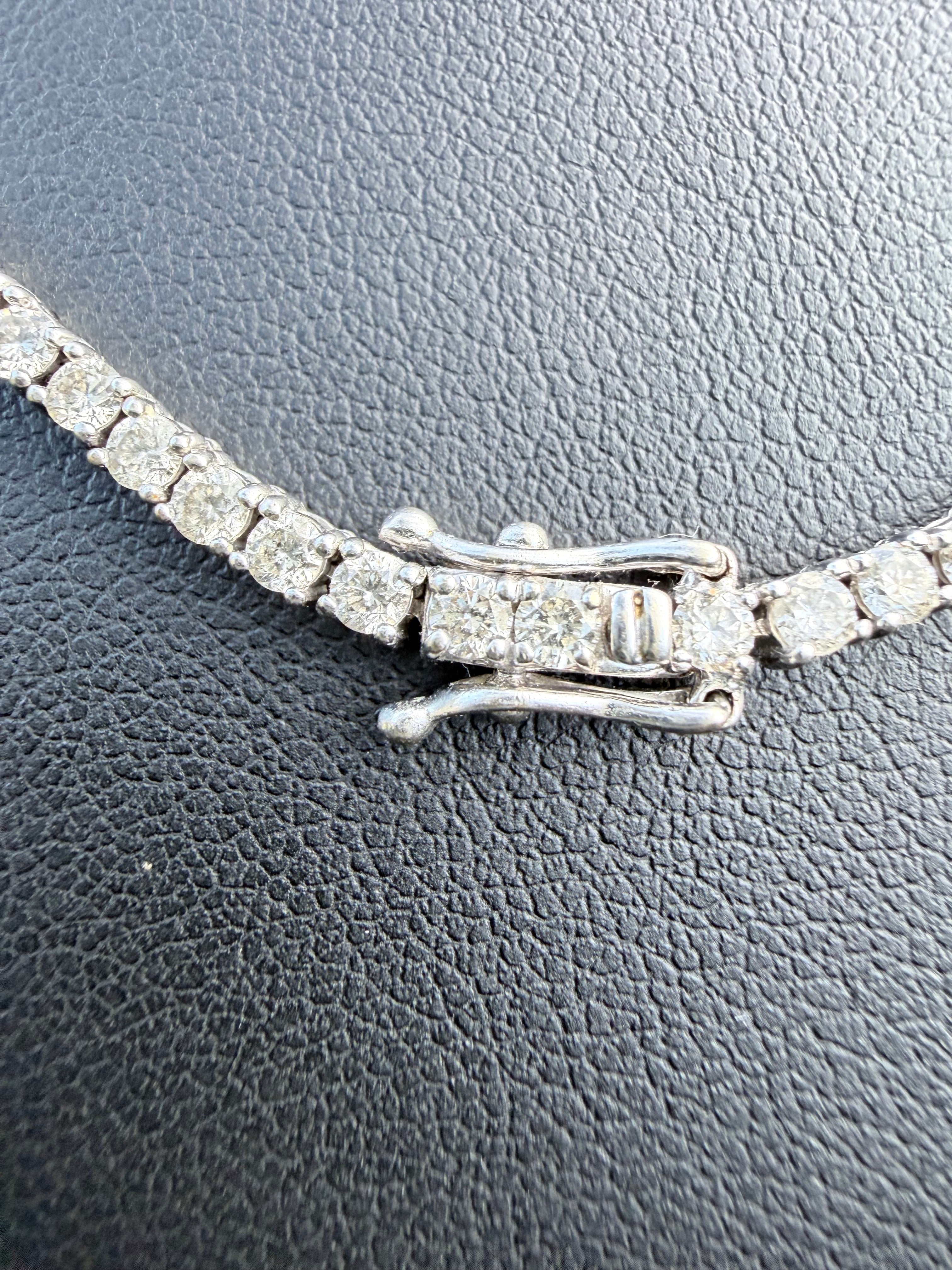 14k White Gold 4.62ct Natural Round Cut Diamond Tennis Chain certified