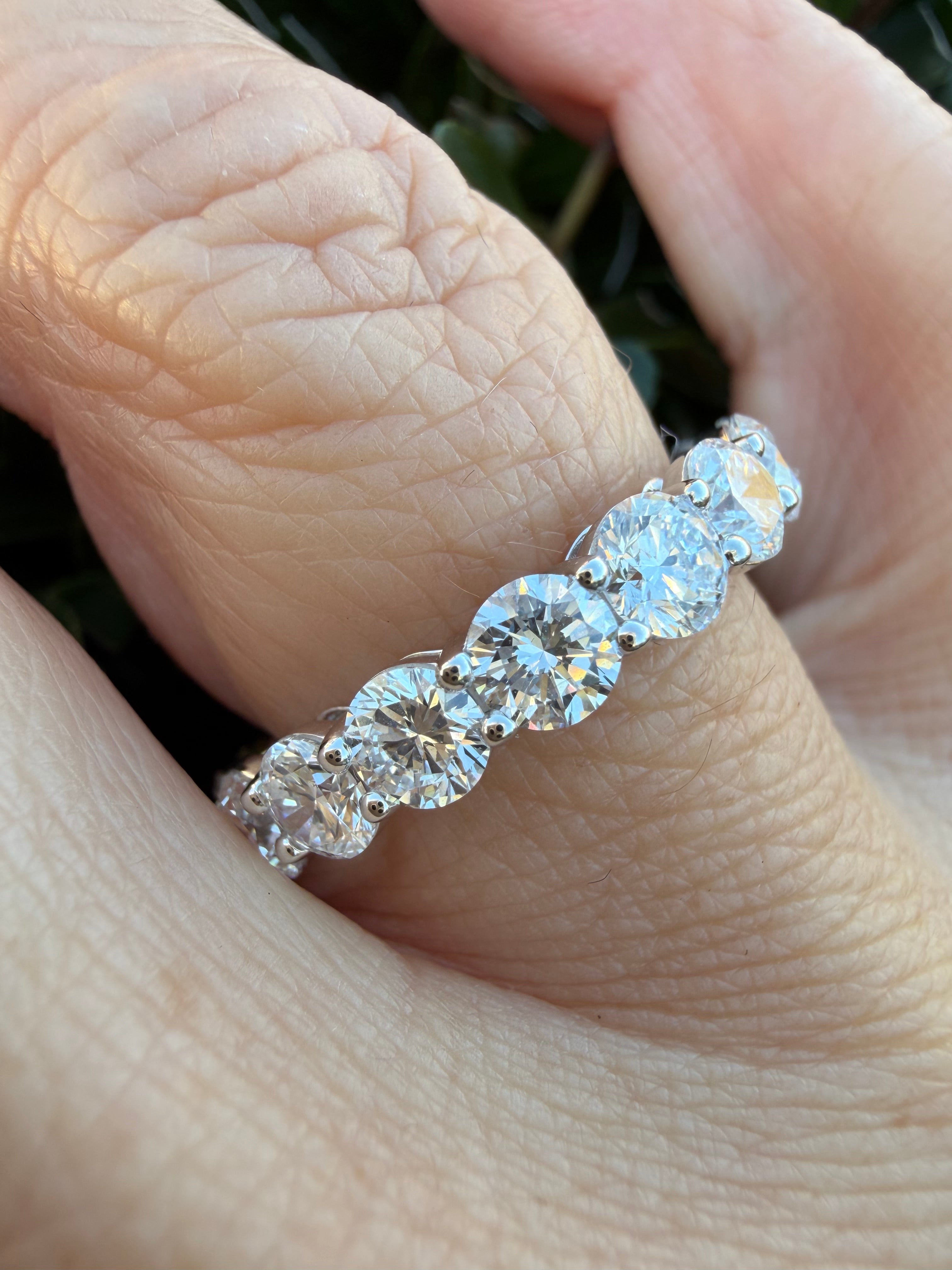 4.45ct round brilliant cut lab grown Diamond Full Eternity Ring 9k white Gold IGI certified