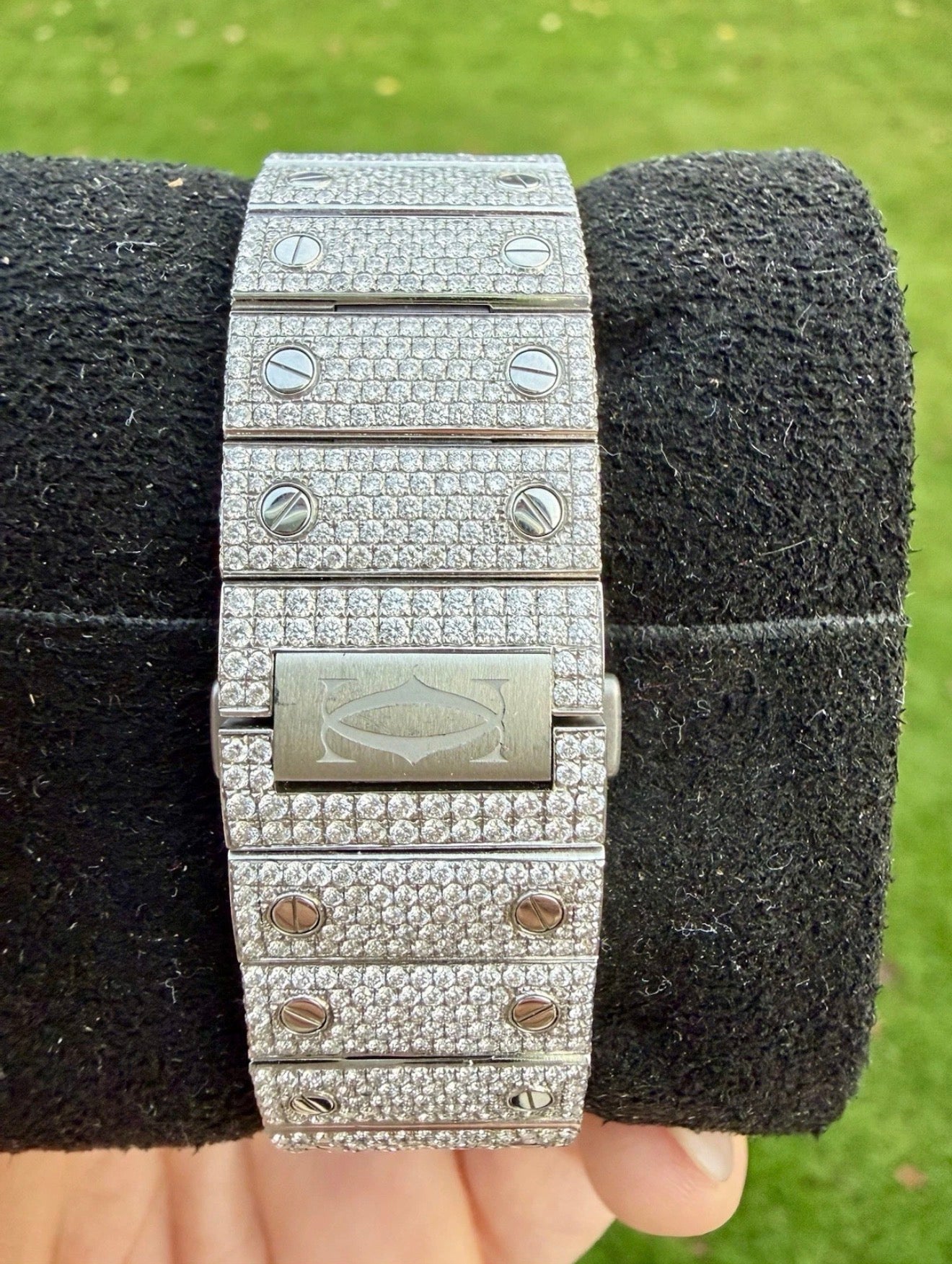 Cartier de santos skeleton stainless steel 33ct Natural Vvs Diamonds Certified