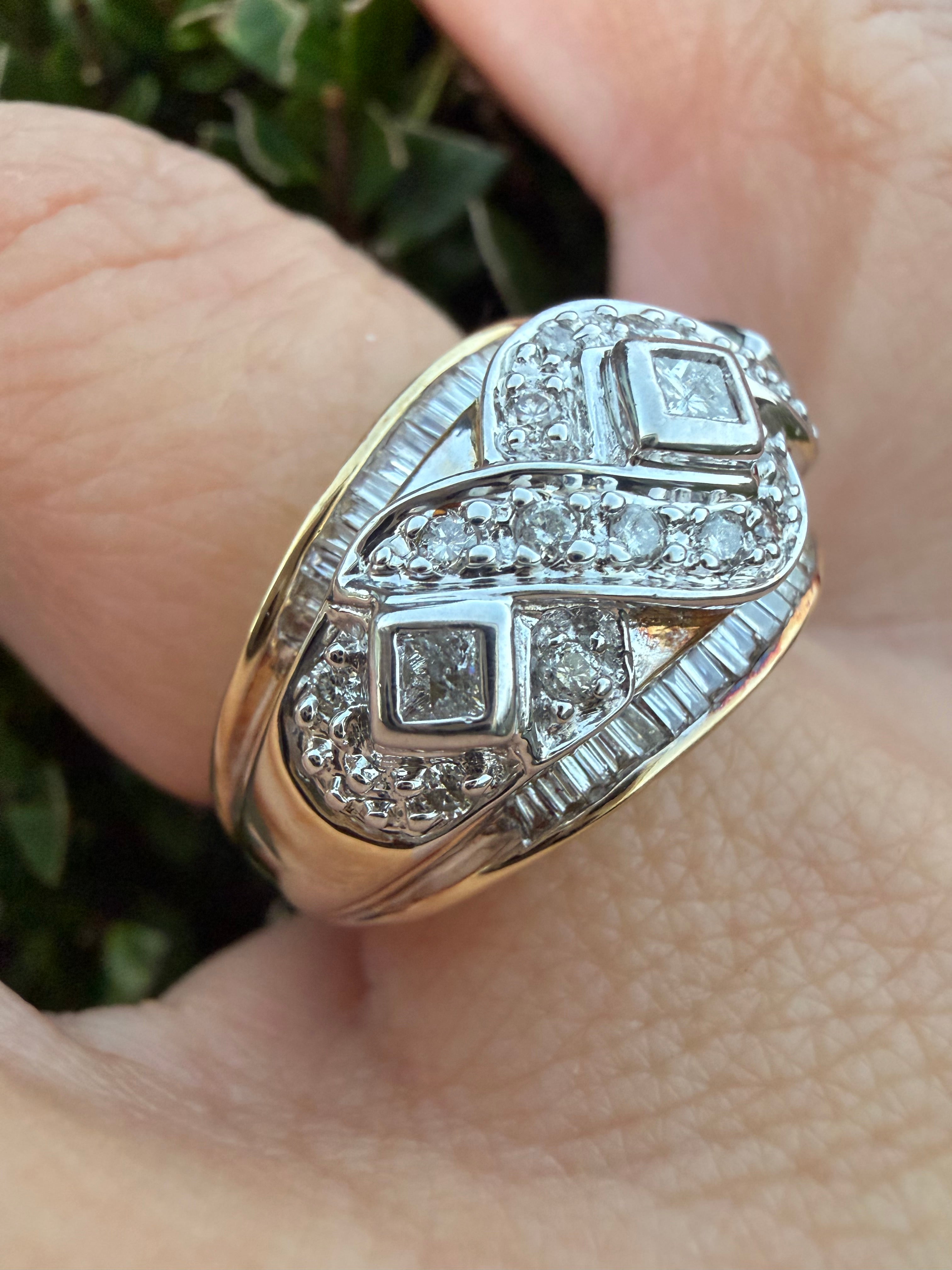 14k Yellow Gold 1.25 Ct Natural Diamond Cluster Ring certified