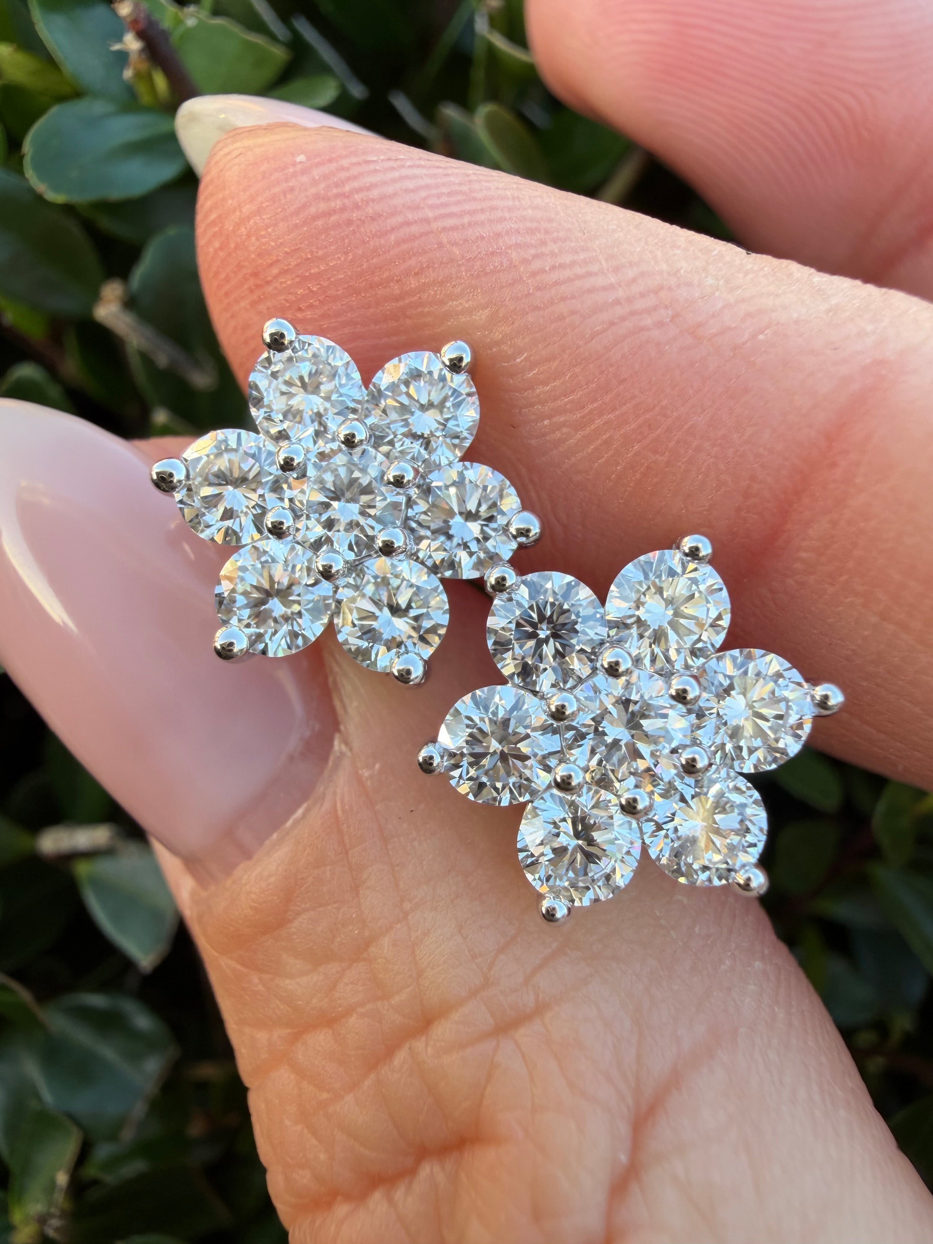 2.23ct round brilliant Cut lab grown Diamond cluster Earrings 9k white gold IGI certified