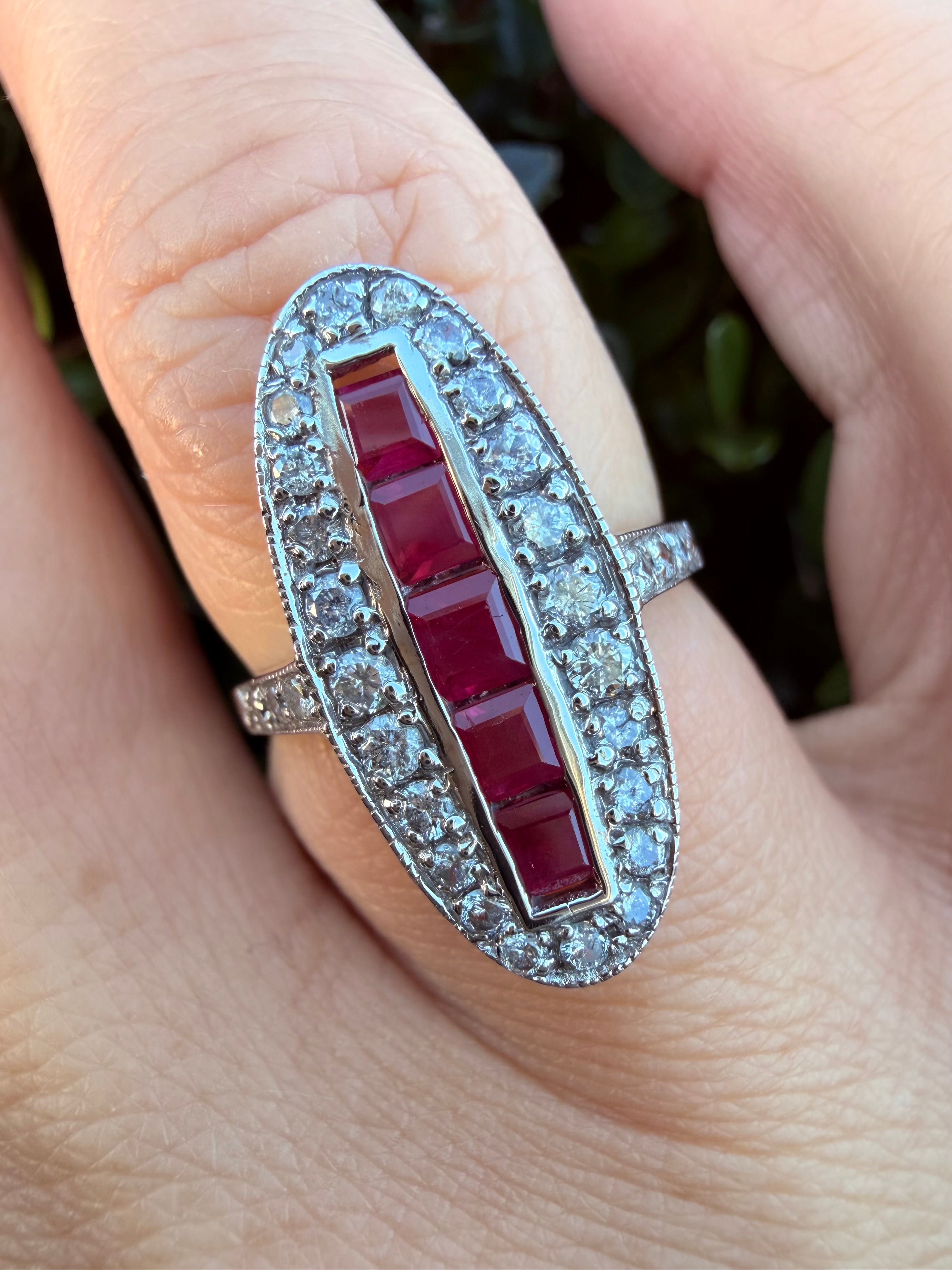 18k White Gold Natural Burma Ruby And Natural Diamond Ring certified