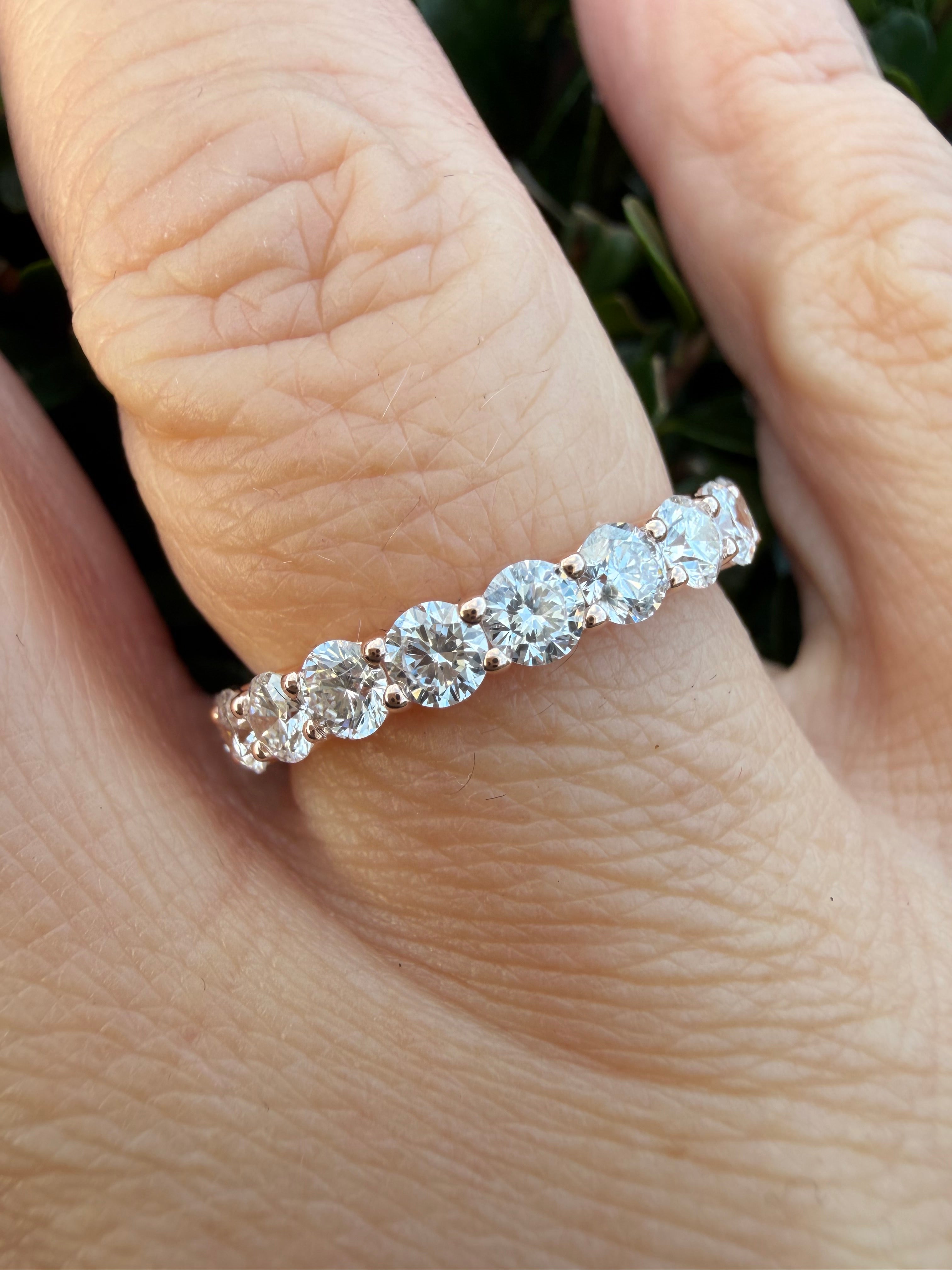 2.38ct round brilliant cut lab grown Diamond Full Eternity Ring 9k Rose Gold IGI certified