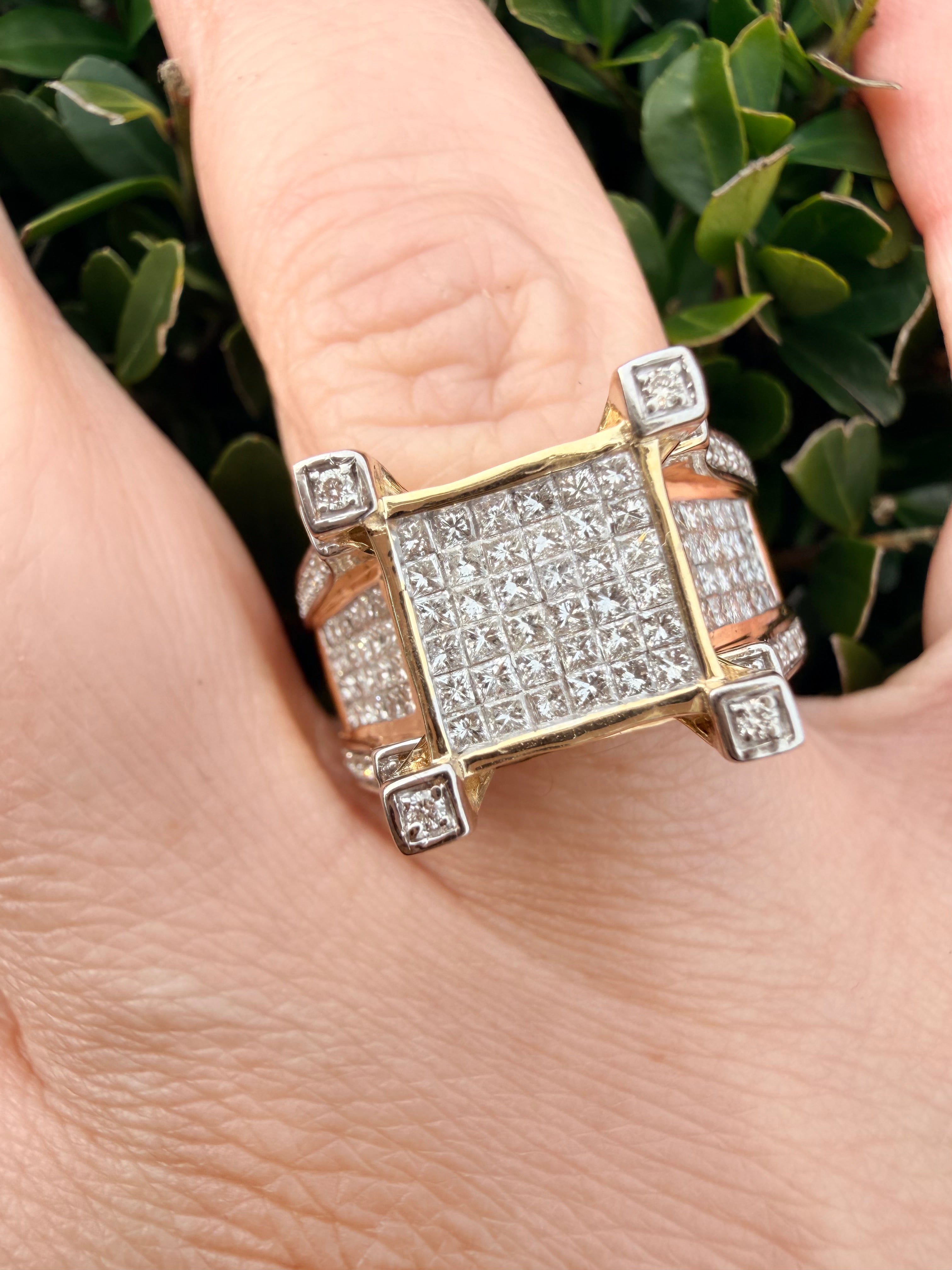 9k Yellow Gold 1.53ct Natural Diamond Men’s Ring Certified