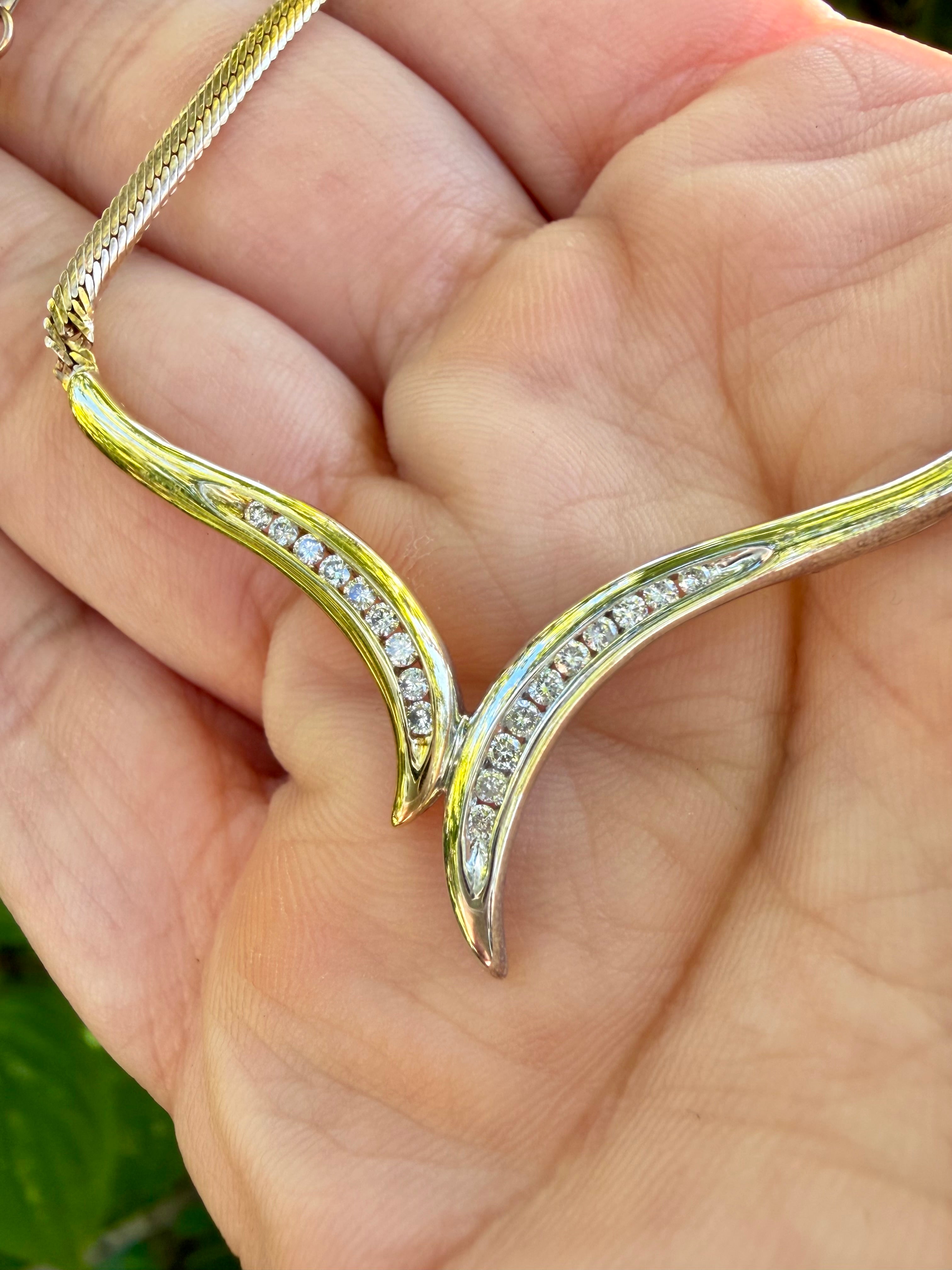 9K Yellow Gold 0.57ct Natural Round Cut Diamond Choker Style Necklace certified