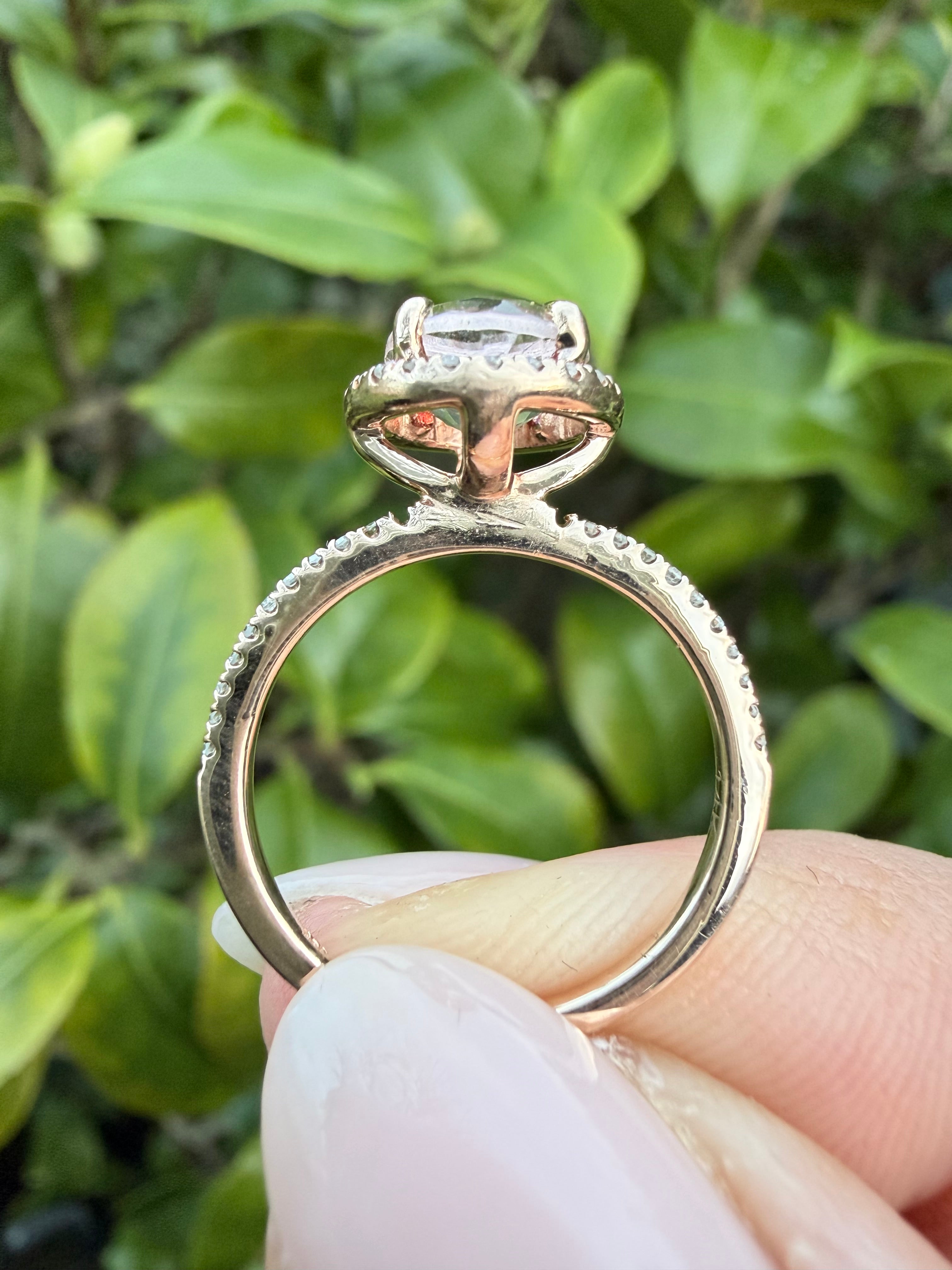 14k rose gold morganite And Natural Diamond Ring certified
