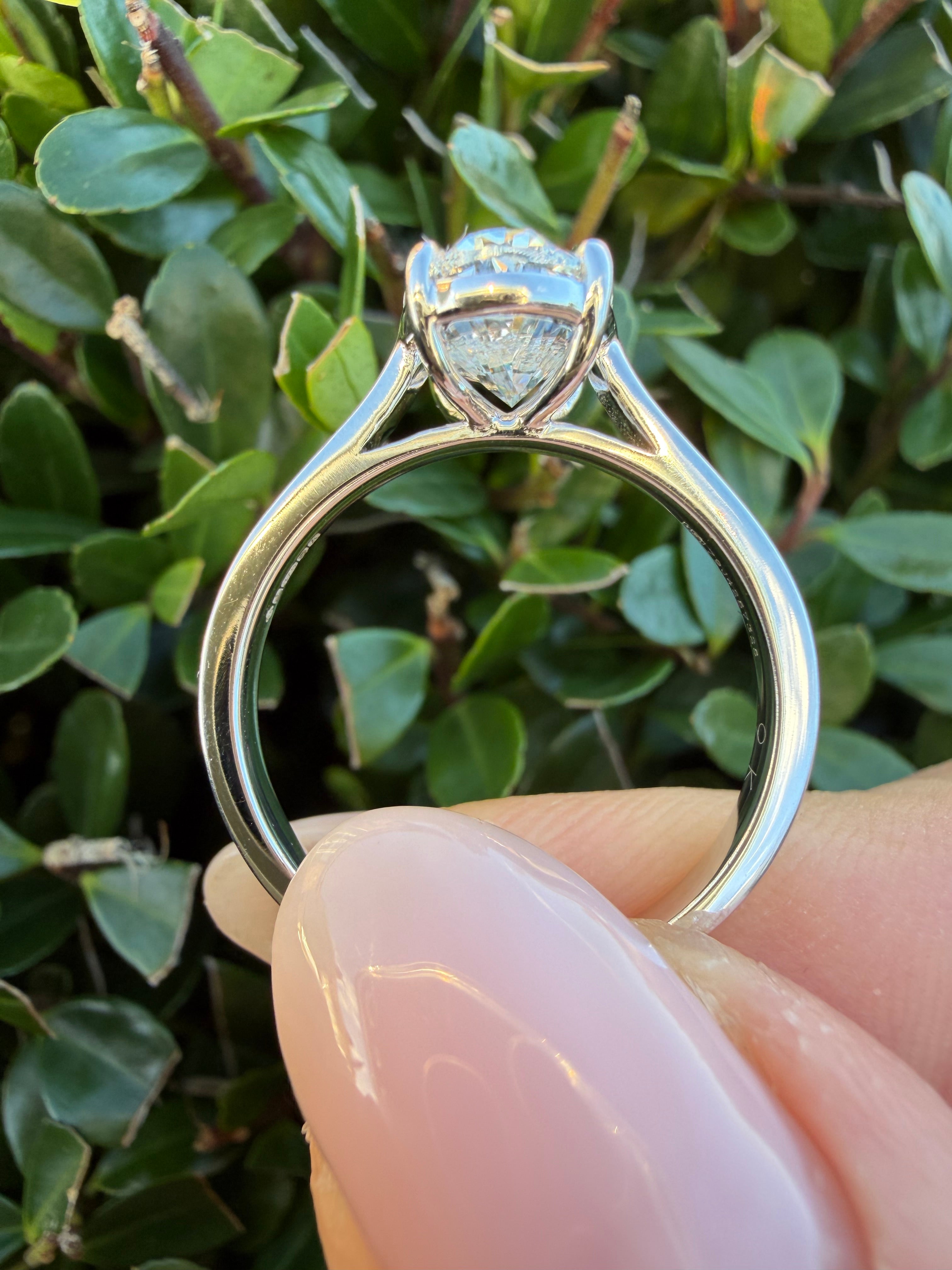 2.01ct oval cut Lab Grown Diamond Solitaire Ring IGI Certified set in 9k white gold