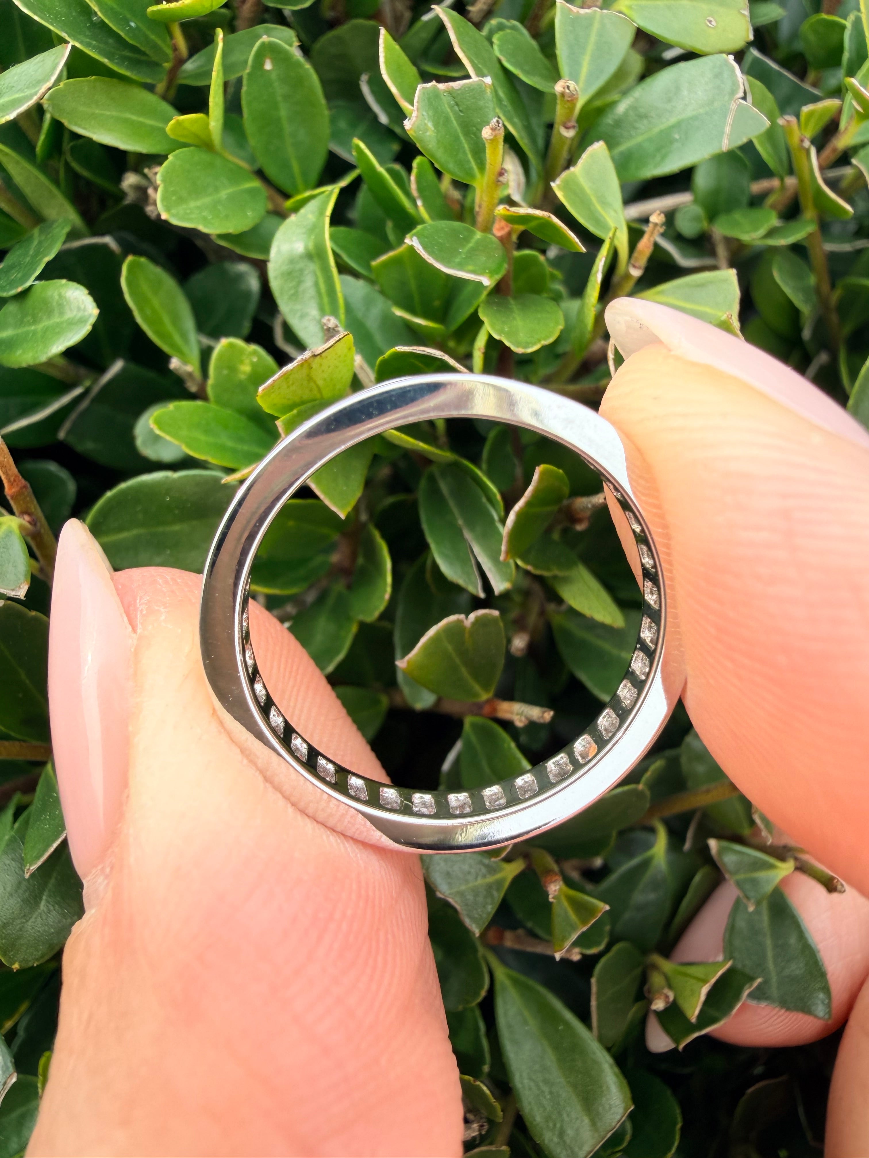 9k White Gold 1.20ct natural Princess Cut diamond full eternity ring certified