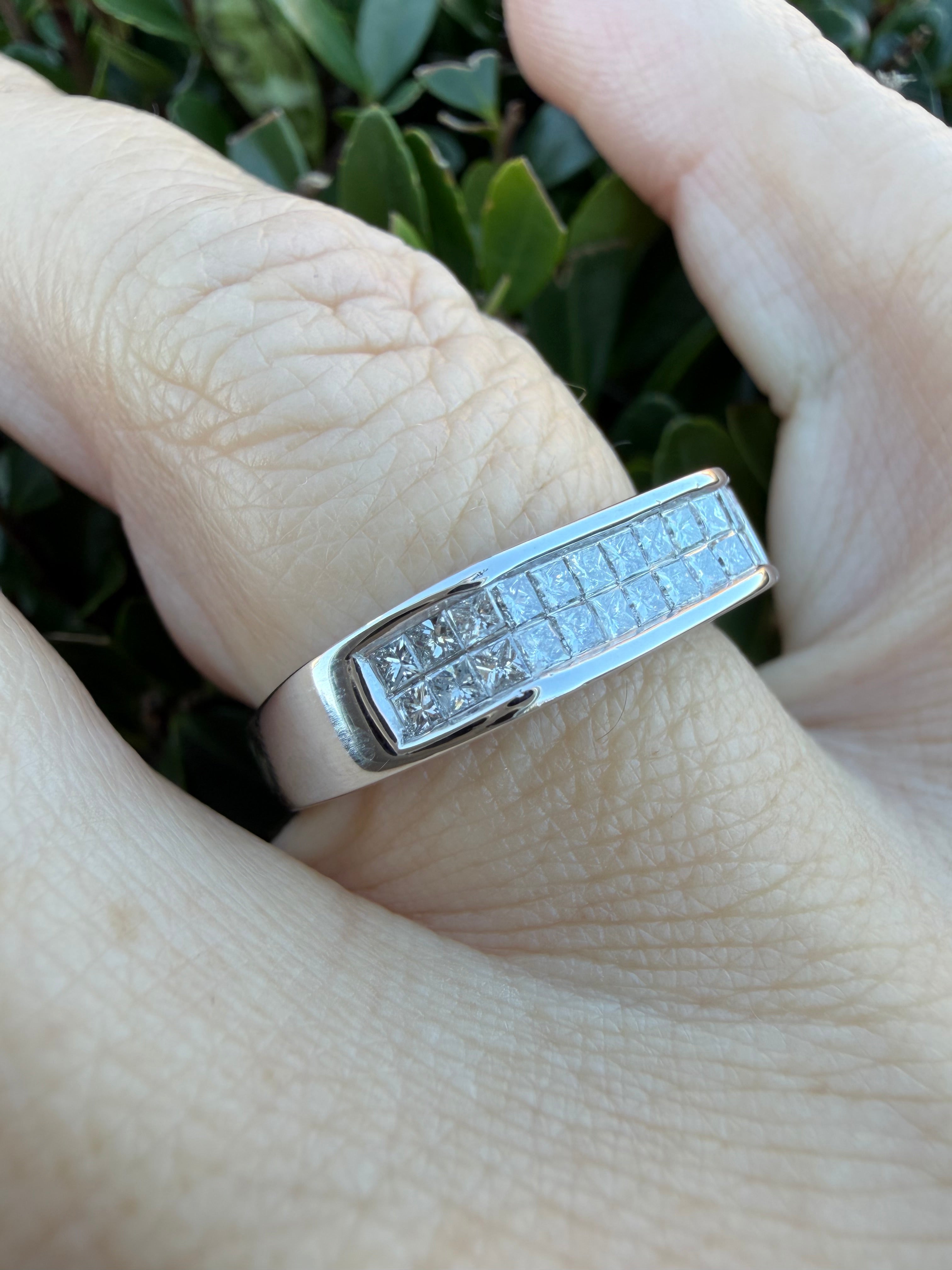 14k White Gold 0.55ct Natural Princess Cut Diamond Ring certified