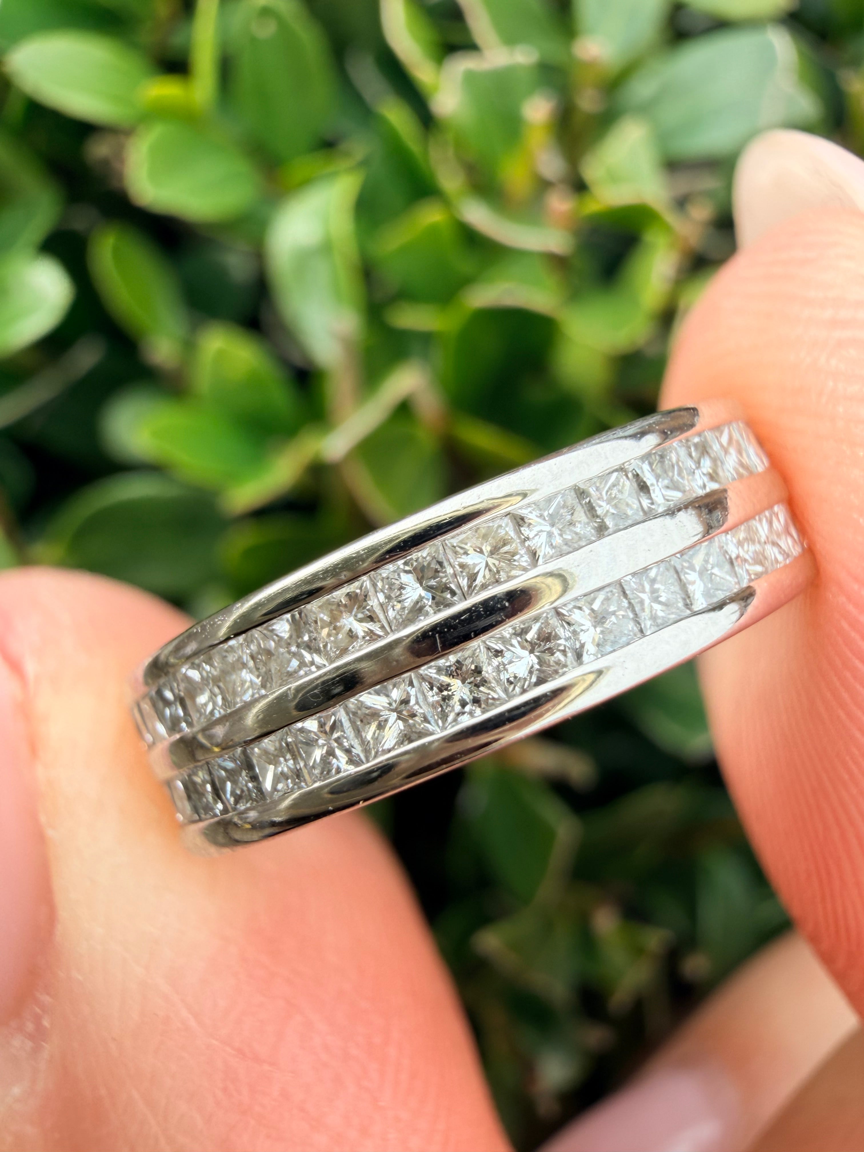 Platinum 1.70ct Natural Princess Cut Full Eternity Ring Certified