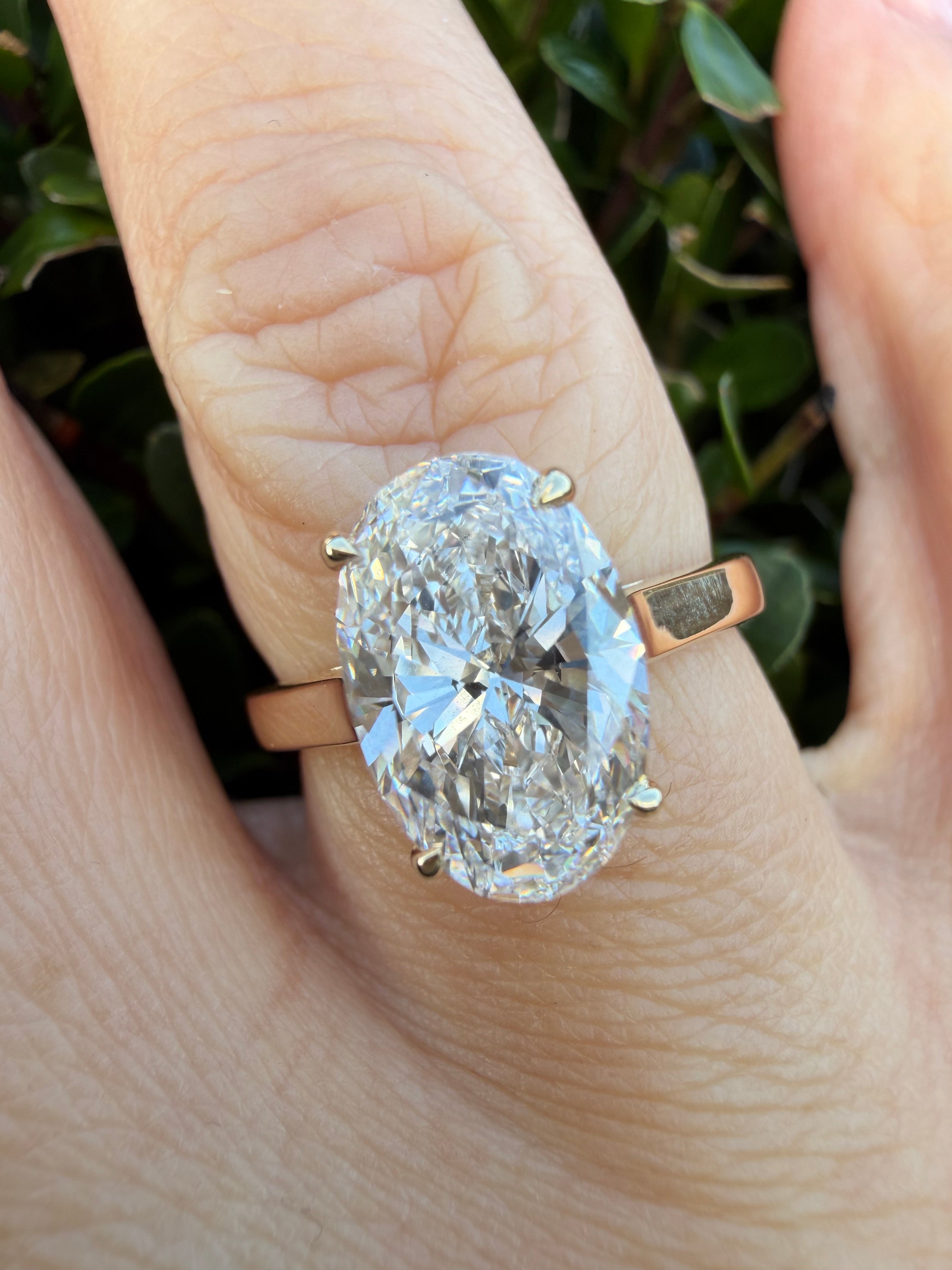 3.07ct oval cut Lab Grown Diamond Solitaire Ring IGI Certified set in 9k rose gold