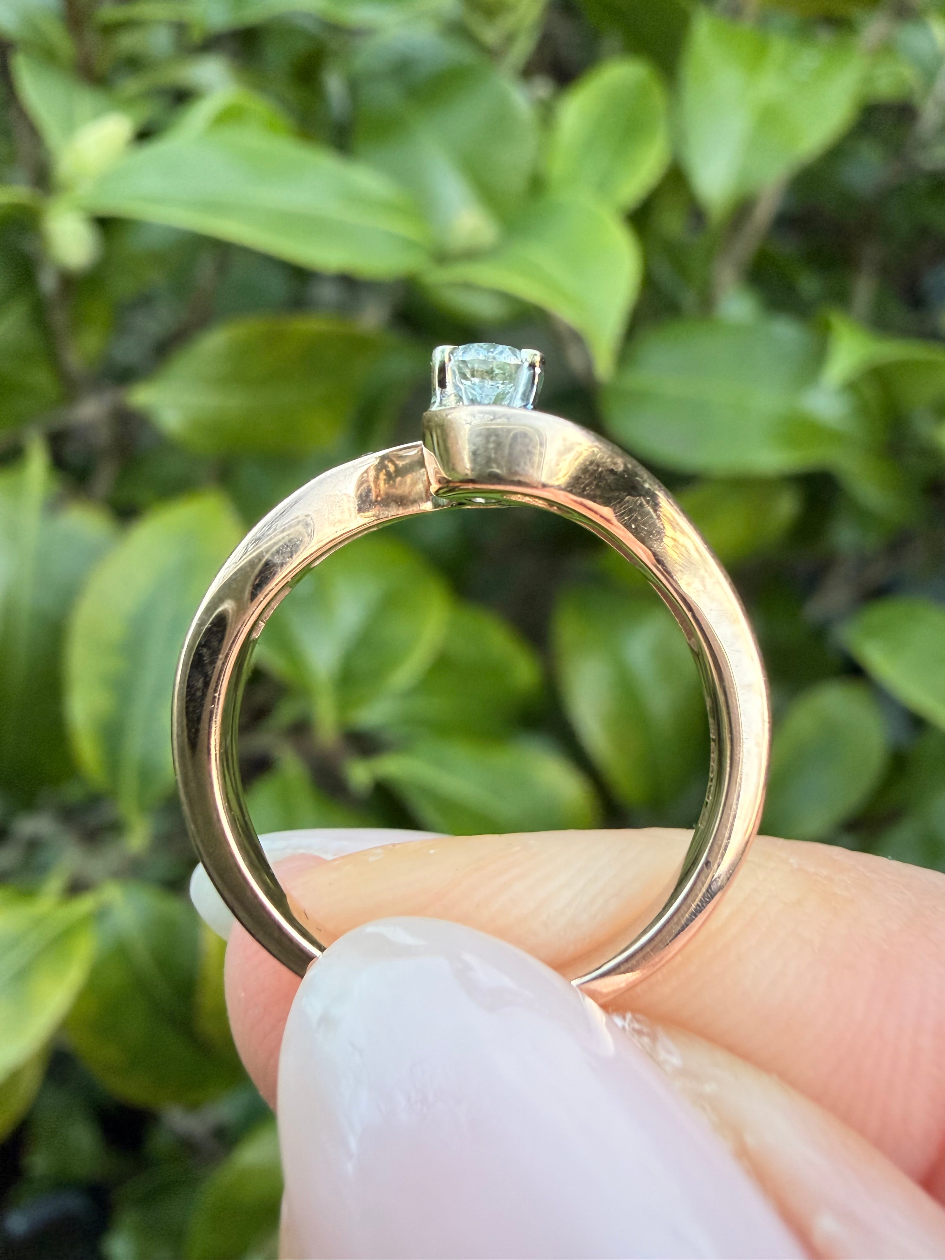 9k Rose Gold 0.37ct Round Cut Natural Diamond Ring certified