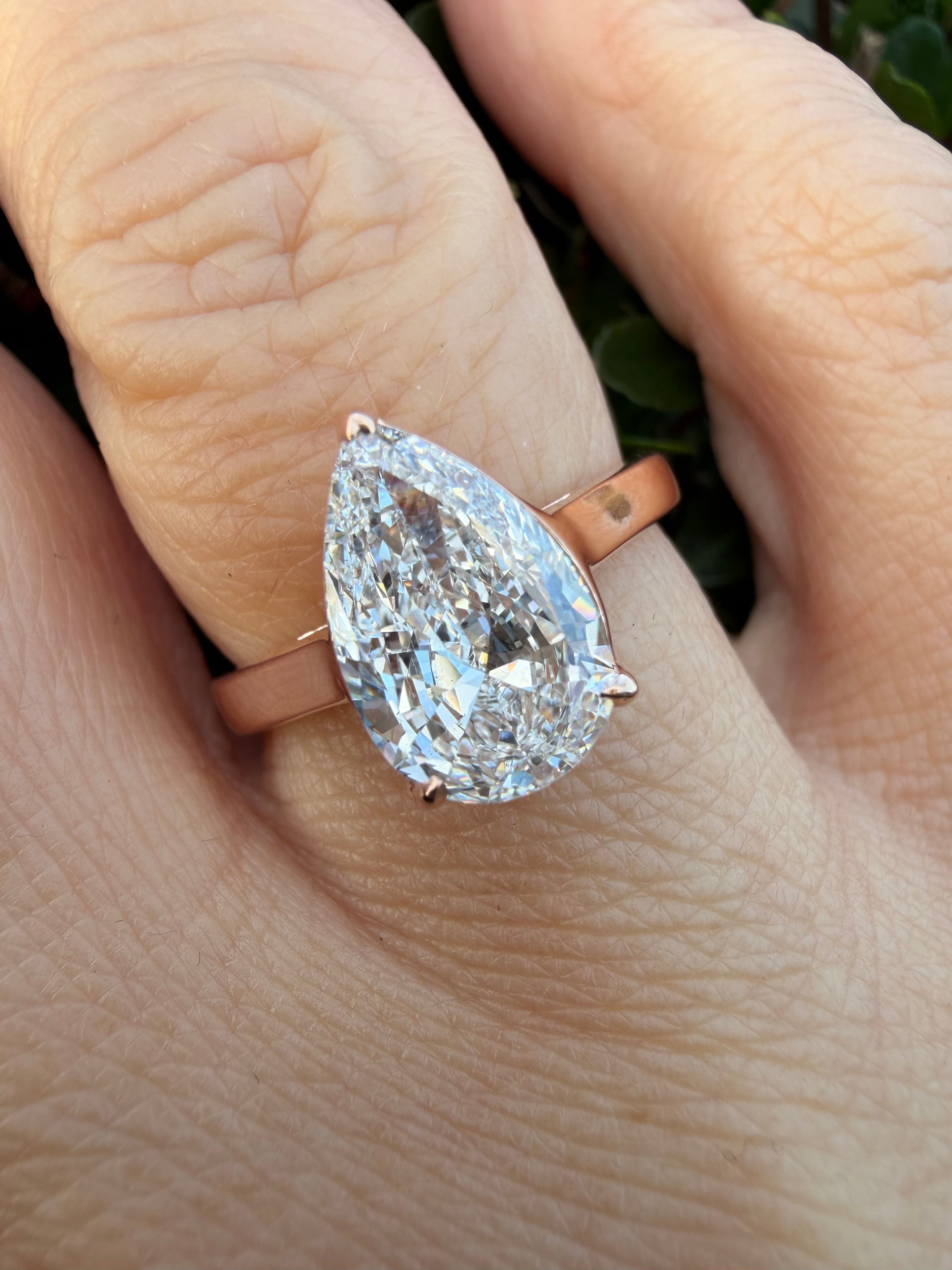 2.03ct pear cut Lab Grown Diamond Solitaire Ring IGI Certified set in 9k Rose gold