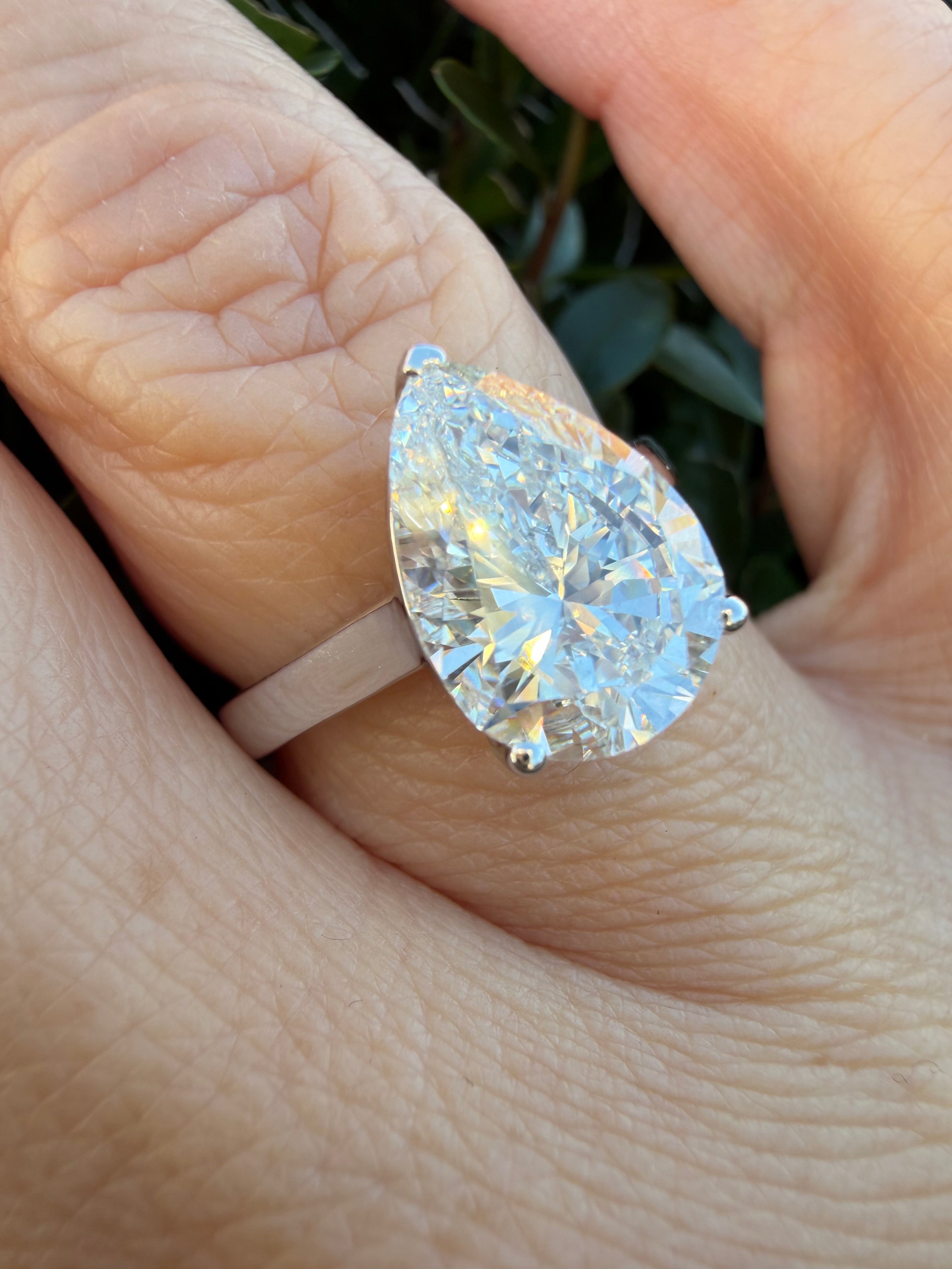 2.07ct pear cut Lab Grown Diamond Solitaire Ring IGI Certified set in 9k white gold