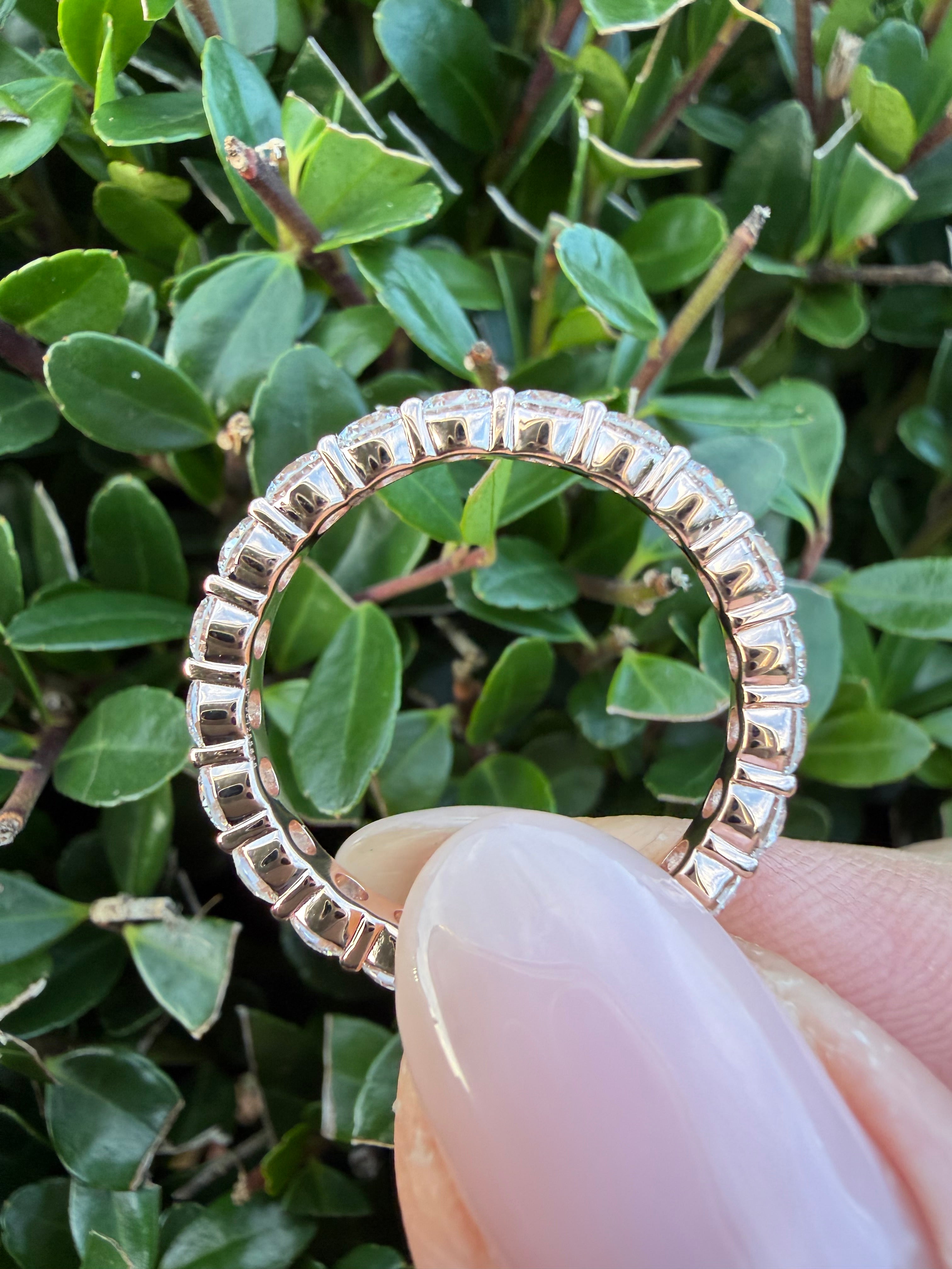 2.38ct round brilliant cut lab grown Diamond Full Eternity Ring 9k Rose Gold IGI certified