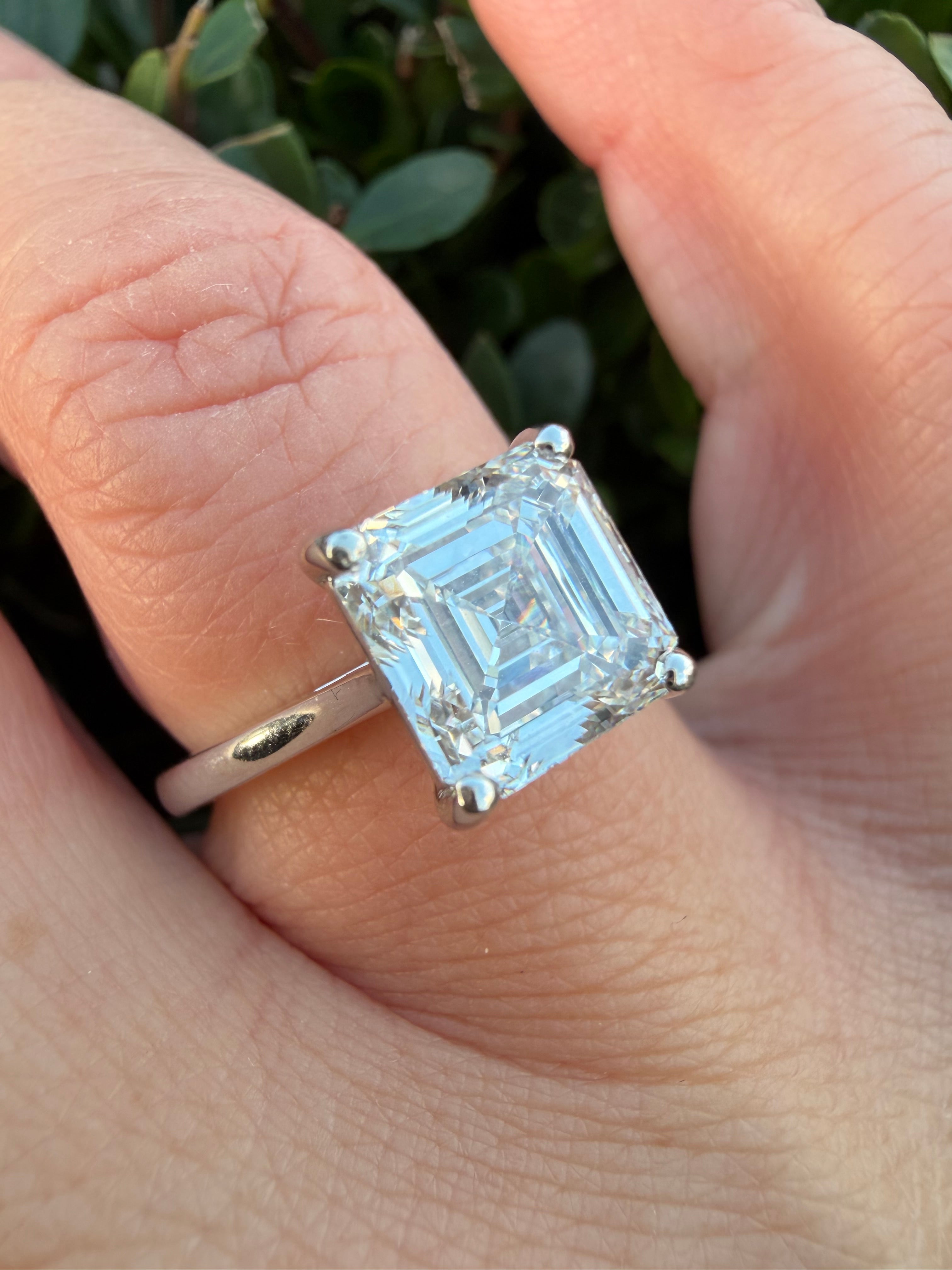 2.02ct square emerald cut Lab Grown Diamond Solitaire Ring IGI Certified set in platinum