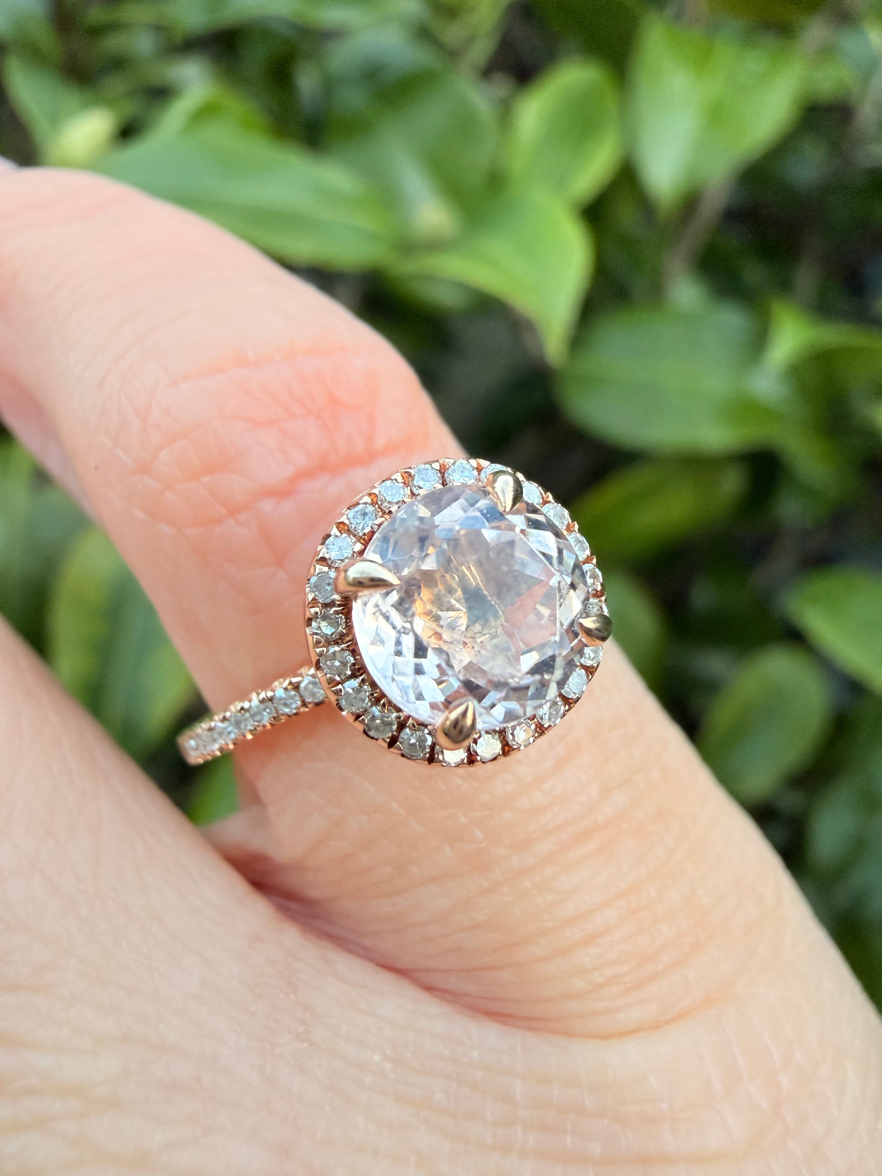 14k rose gold morganite And Natural Diamond Ring certified