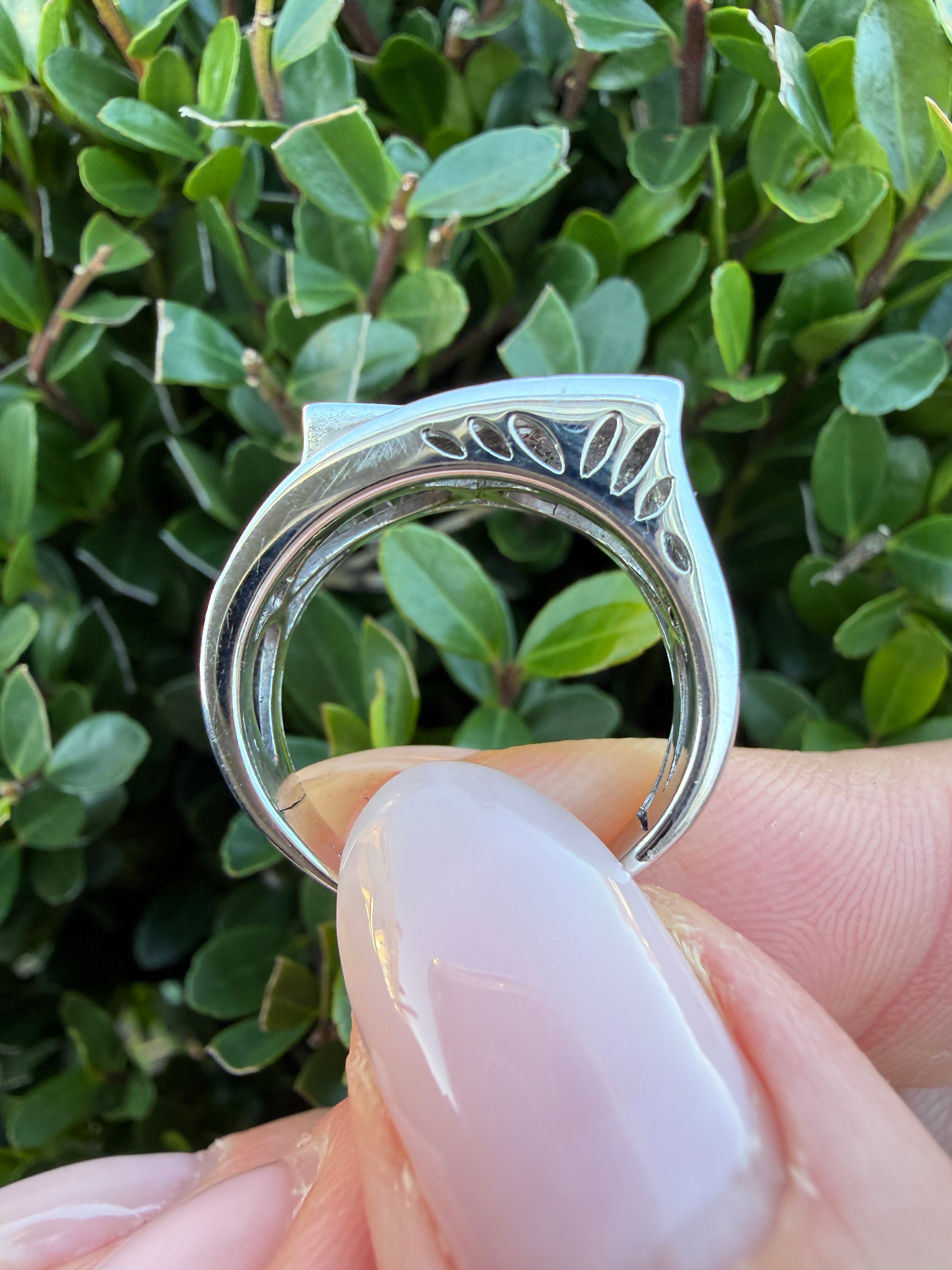 14k White Gold 0.55ct Natural Round Cut Diamond Two Row Ring certified