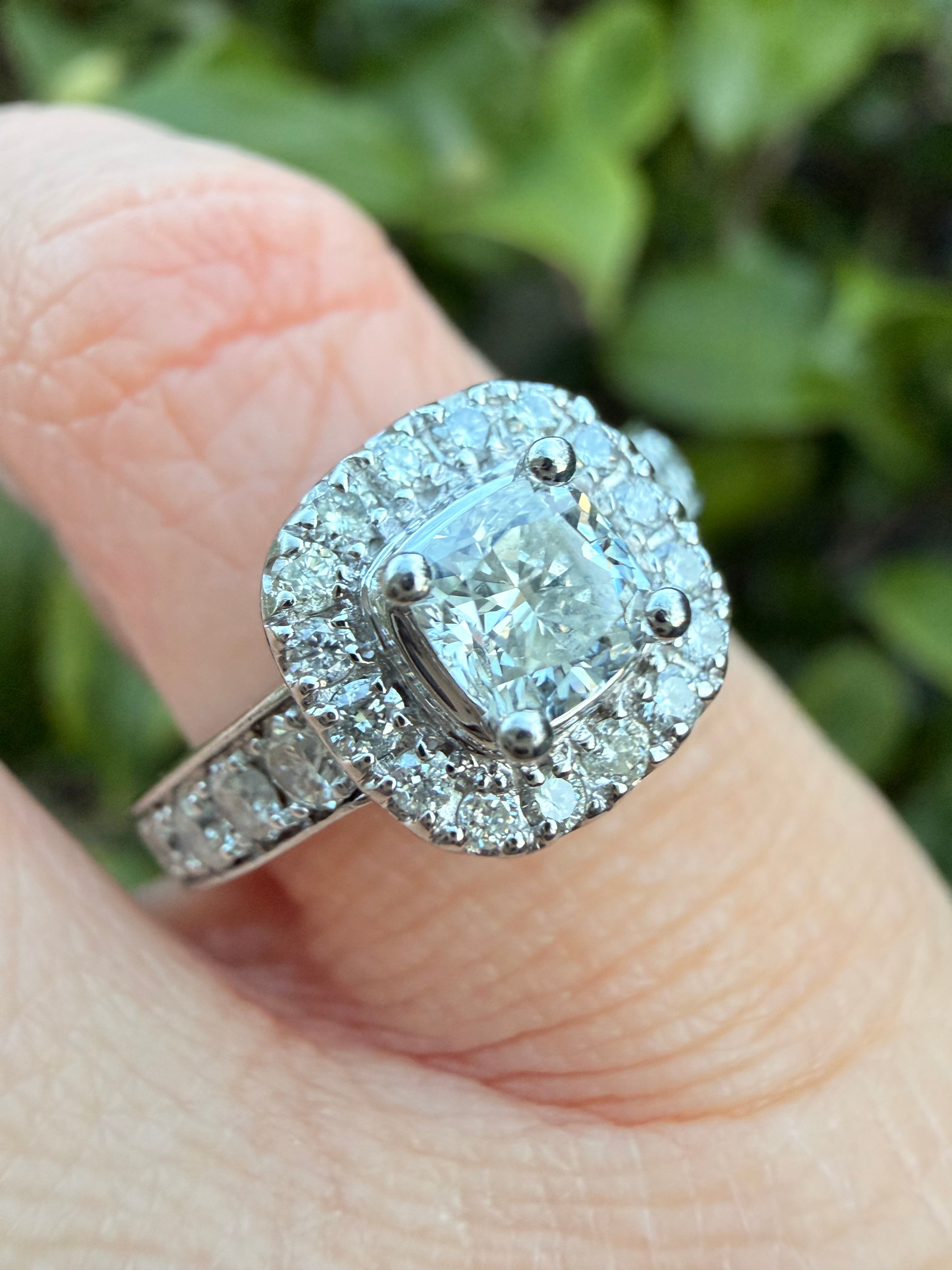 Platinum 1.06ct Natural Diamond Halo Ring certified