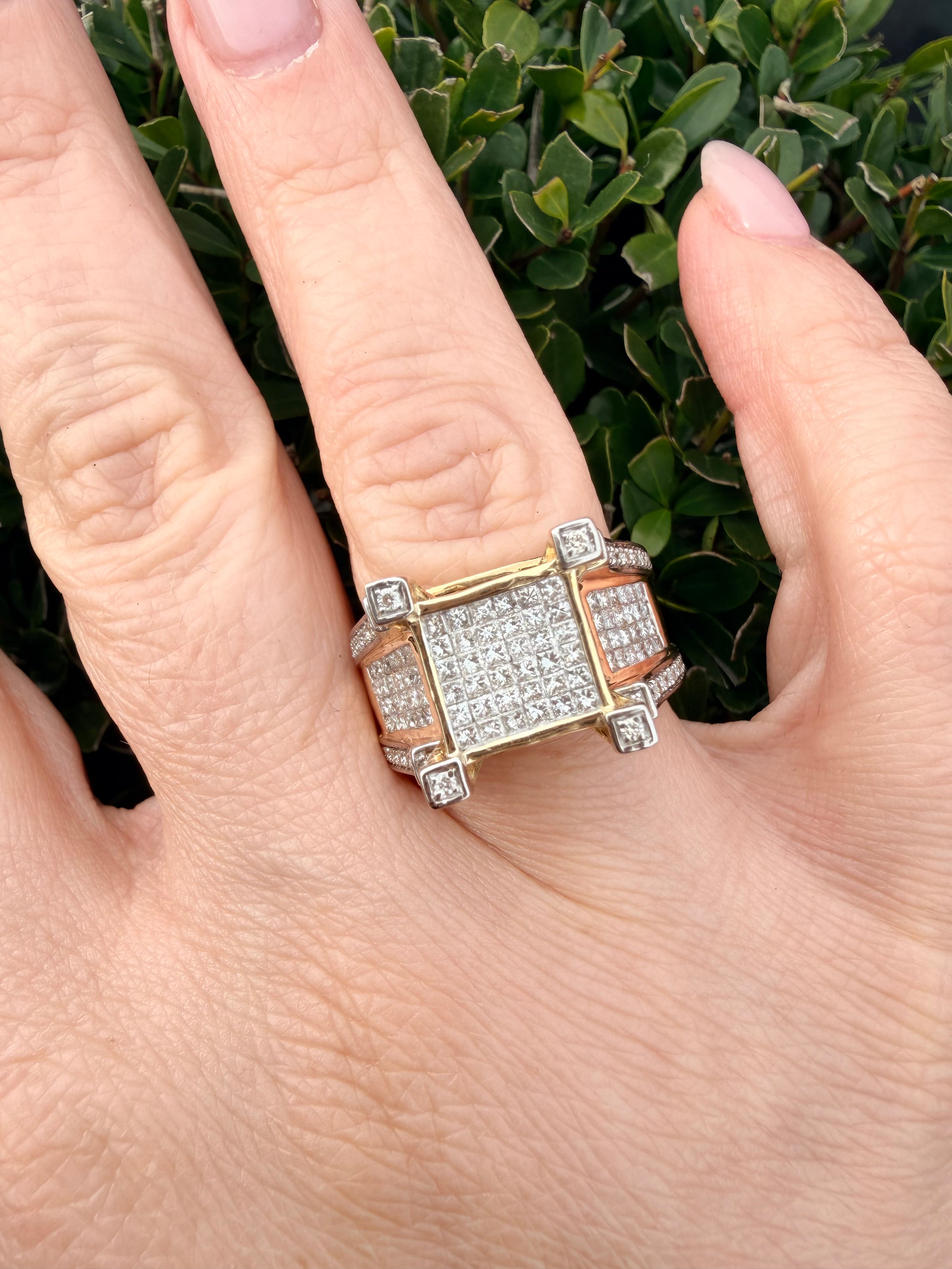 9k Yellow Gold 1.53ct Natural Diamond Men’s Ring Certified