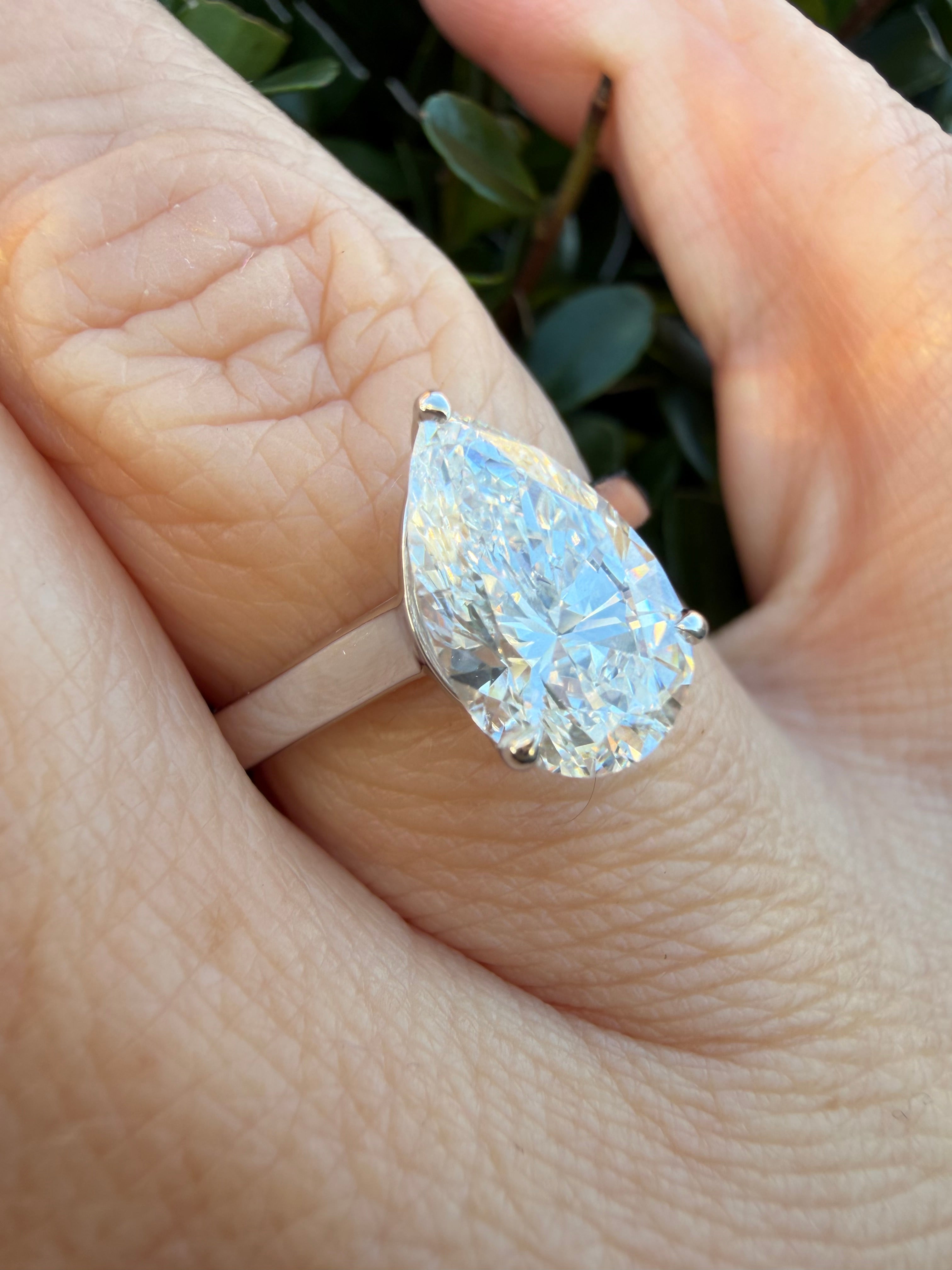 3.09ct pear cut Lab Grown Diamond Solitaire Ring IGI Certified set in 9k white gold