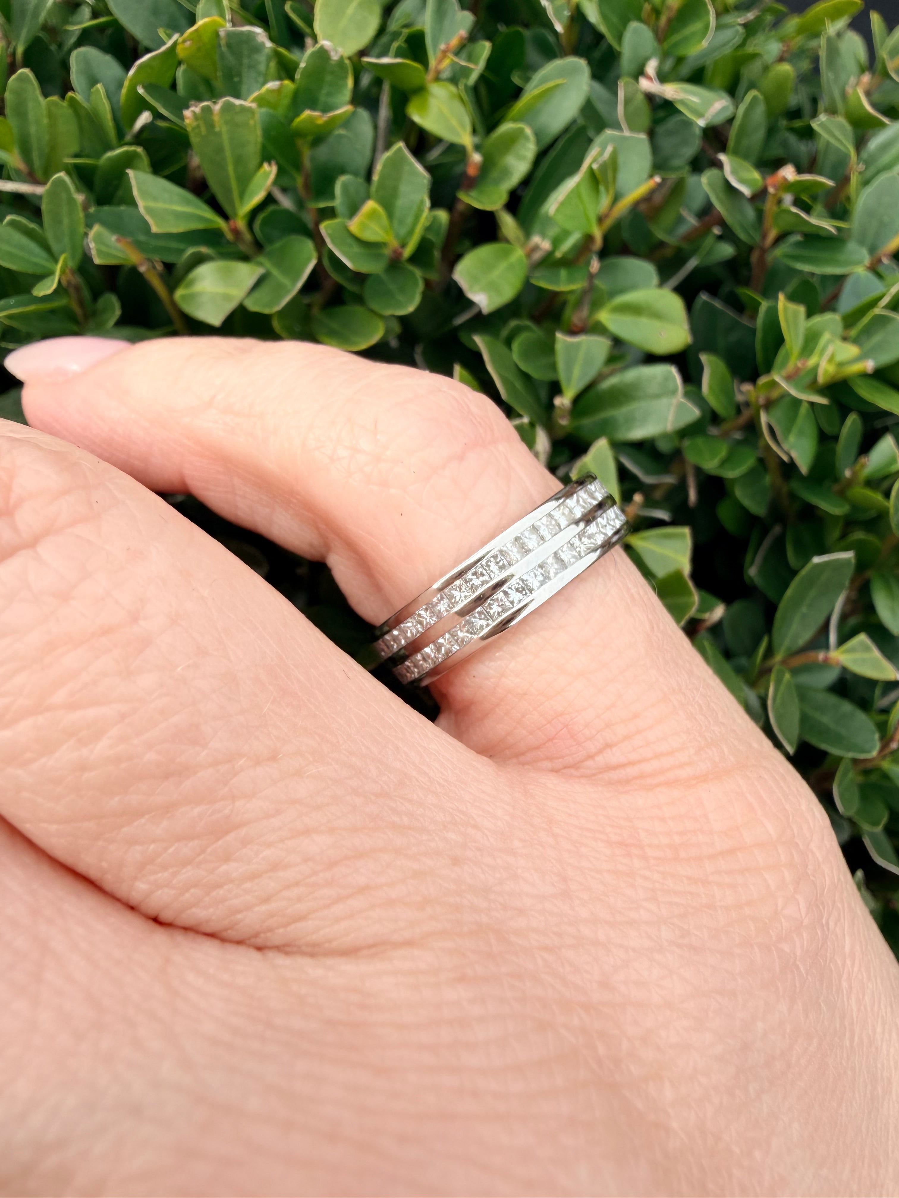 Platinum 1.70ct Natural Princess Cut Full Eternity Ring Certified