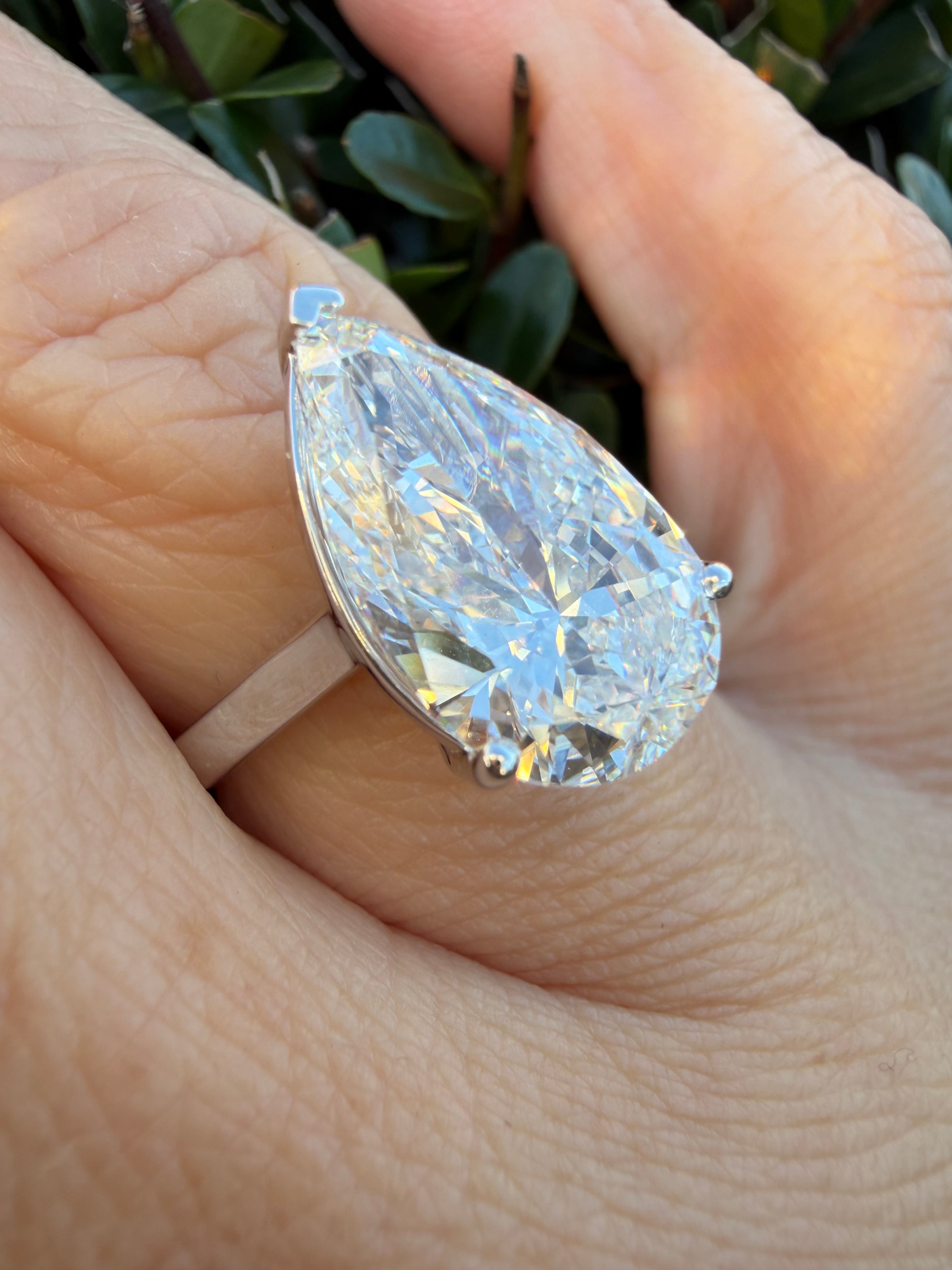 5.00ct pear brilliant cut Lab Grown Diamond Solitaire Ring IGI Certified set in 9k white gold