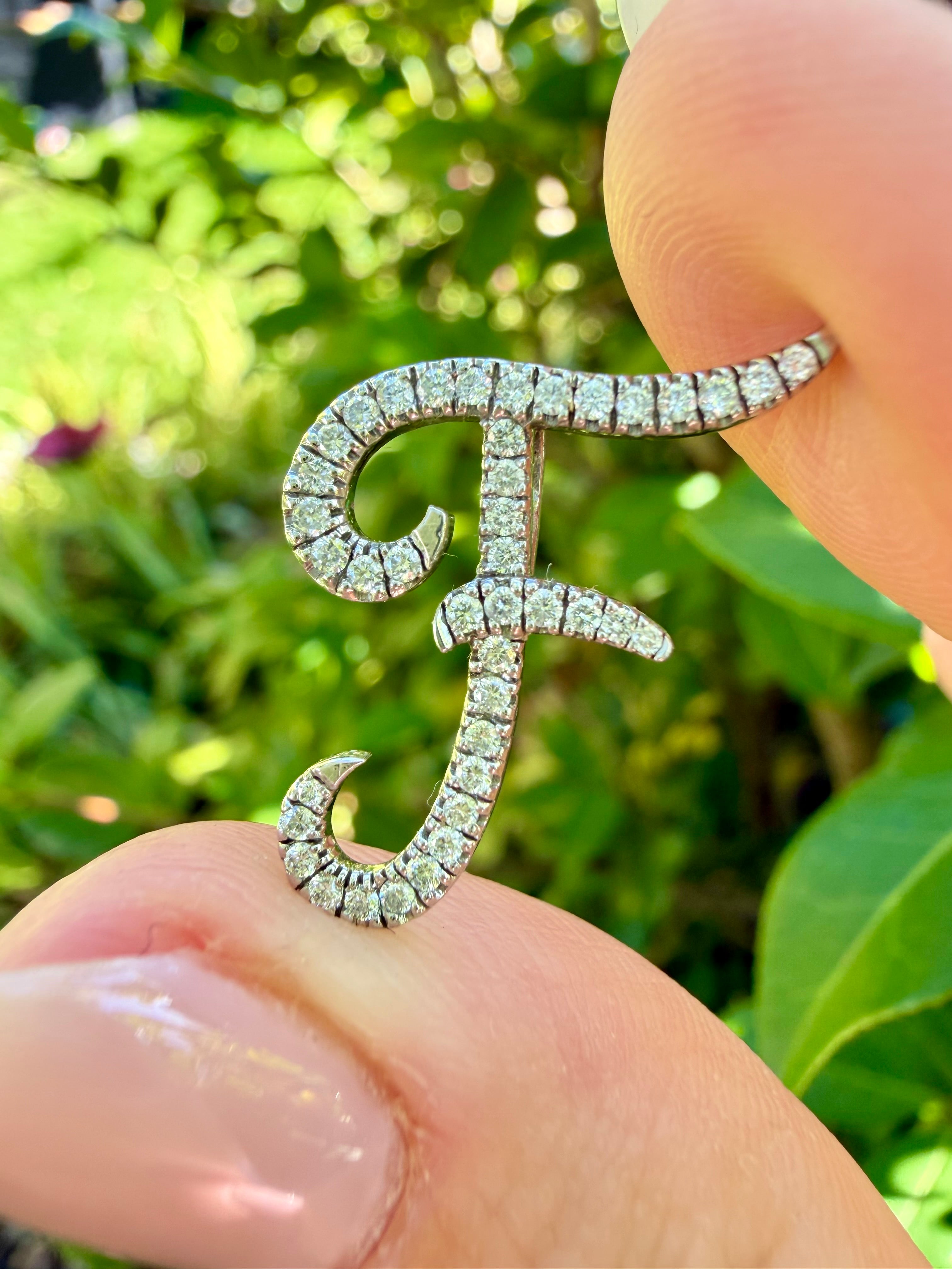 18k White Gold Natural Diamond F Pendant certified