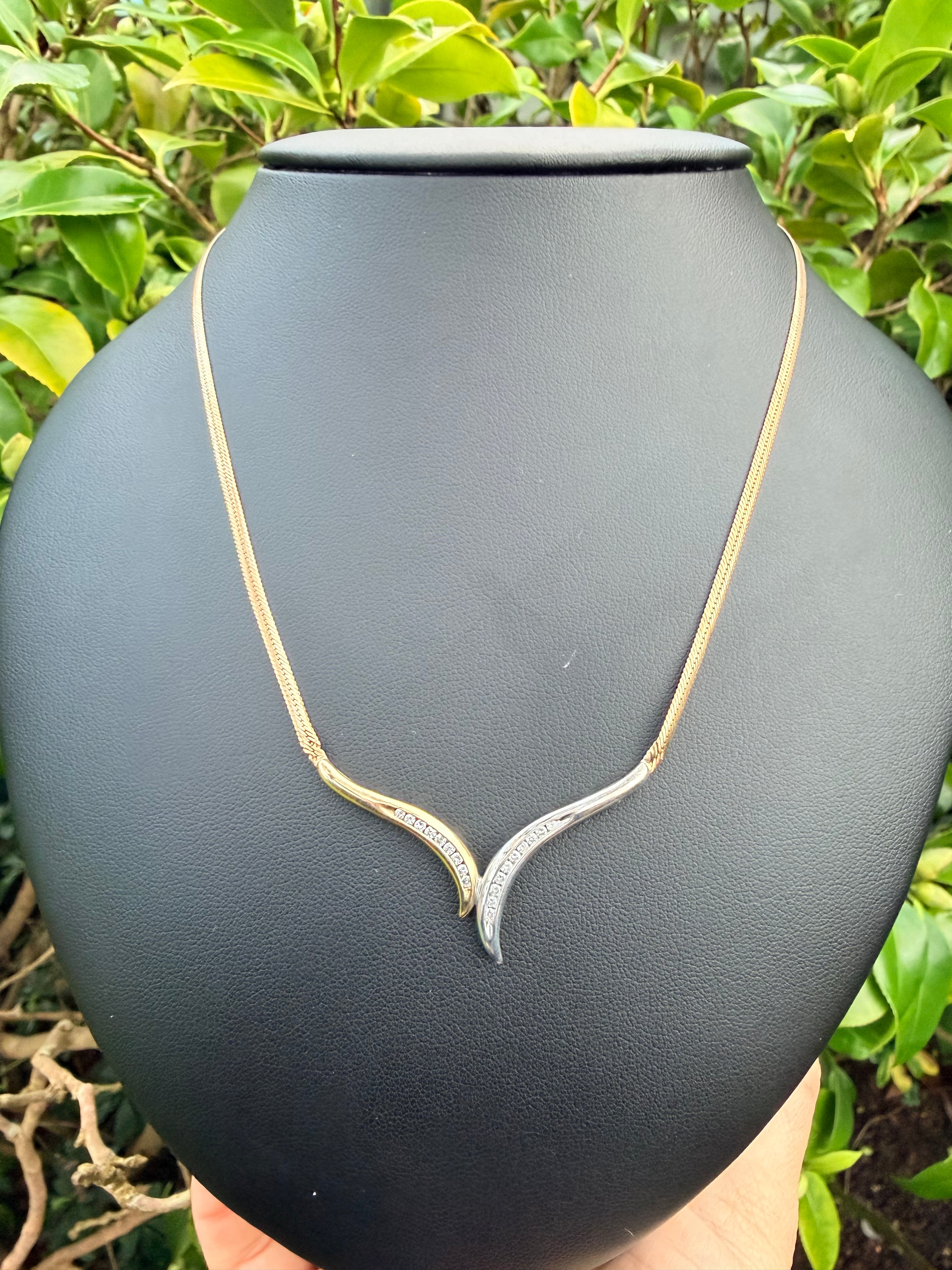 9K Yellow Gold 0.57ct Natural Round Cut Diamond Choker Style Necklace certified