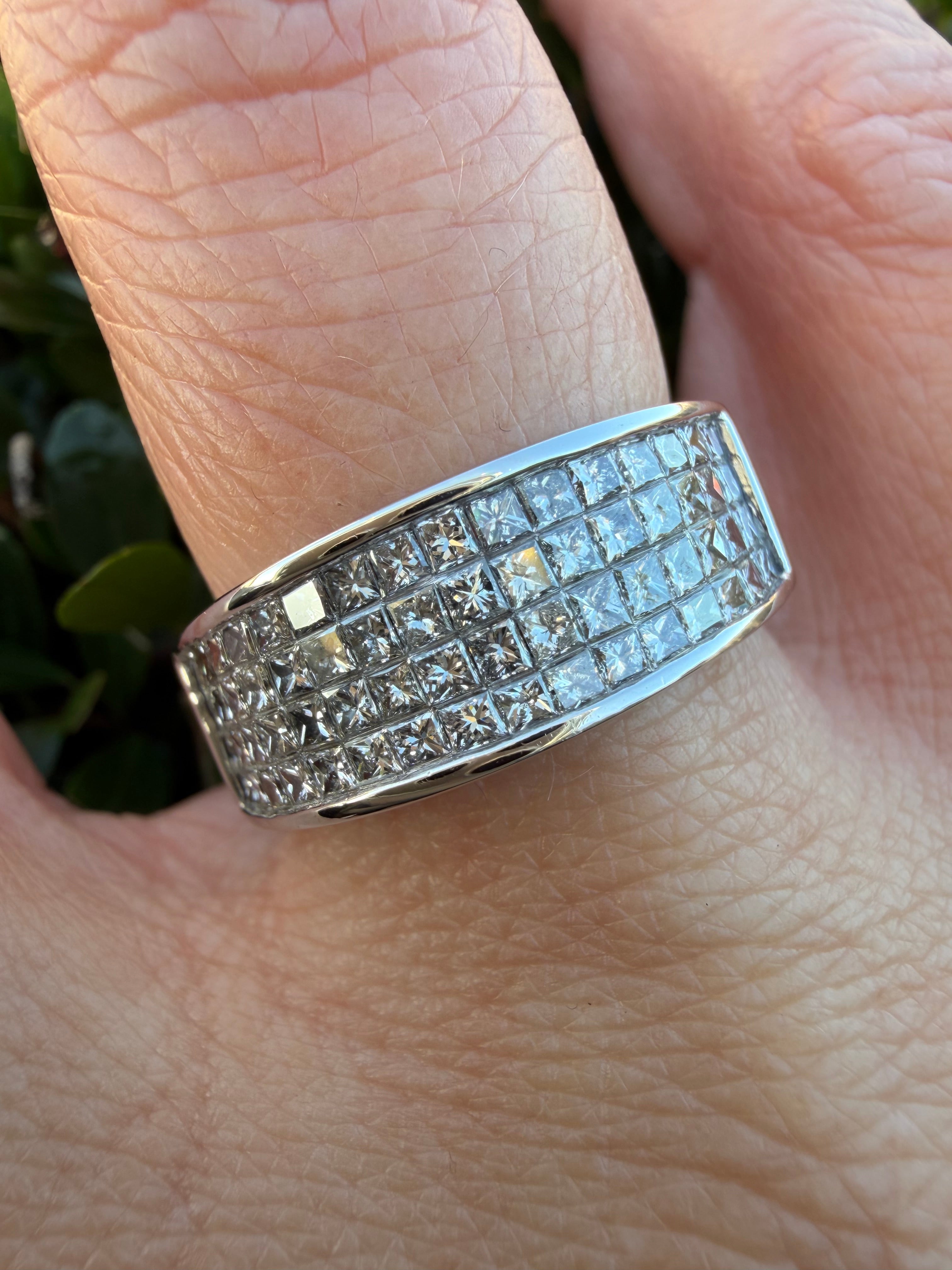 18k white gold 1.33ct natural princess cut diamond half band ring certified