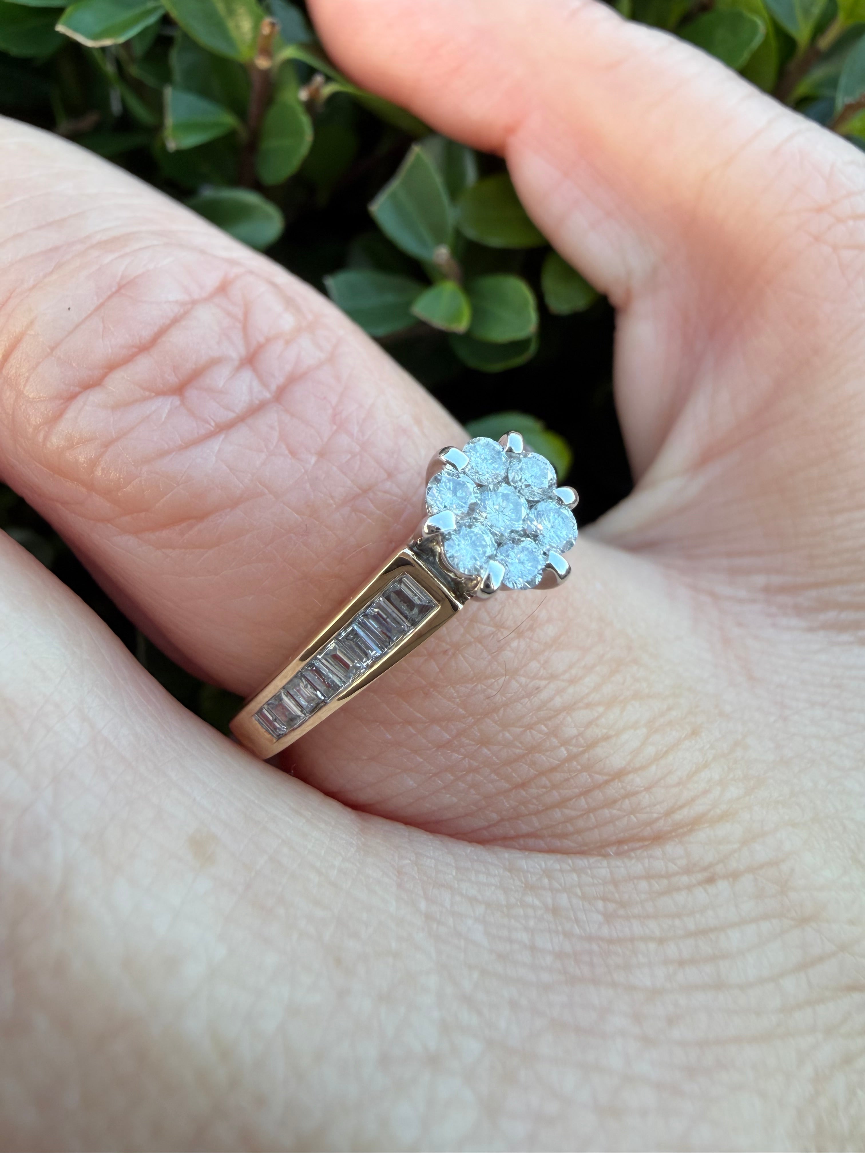 9k Yellow Gold 0.50ct Natural Diamond Cluster Ring certified