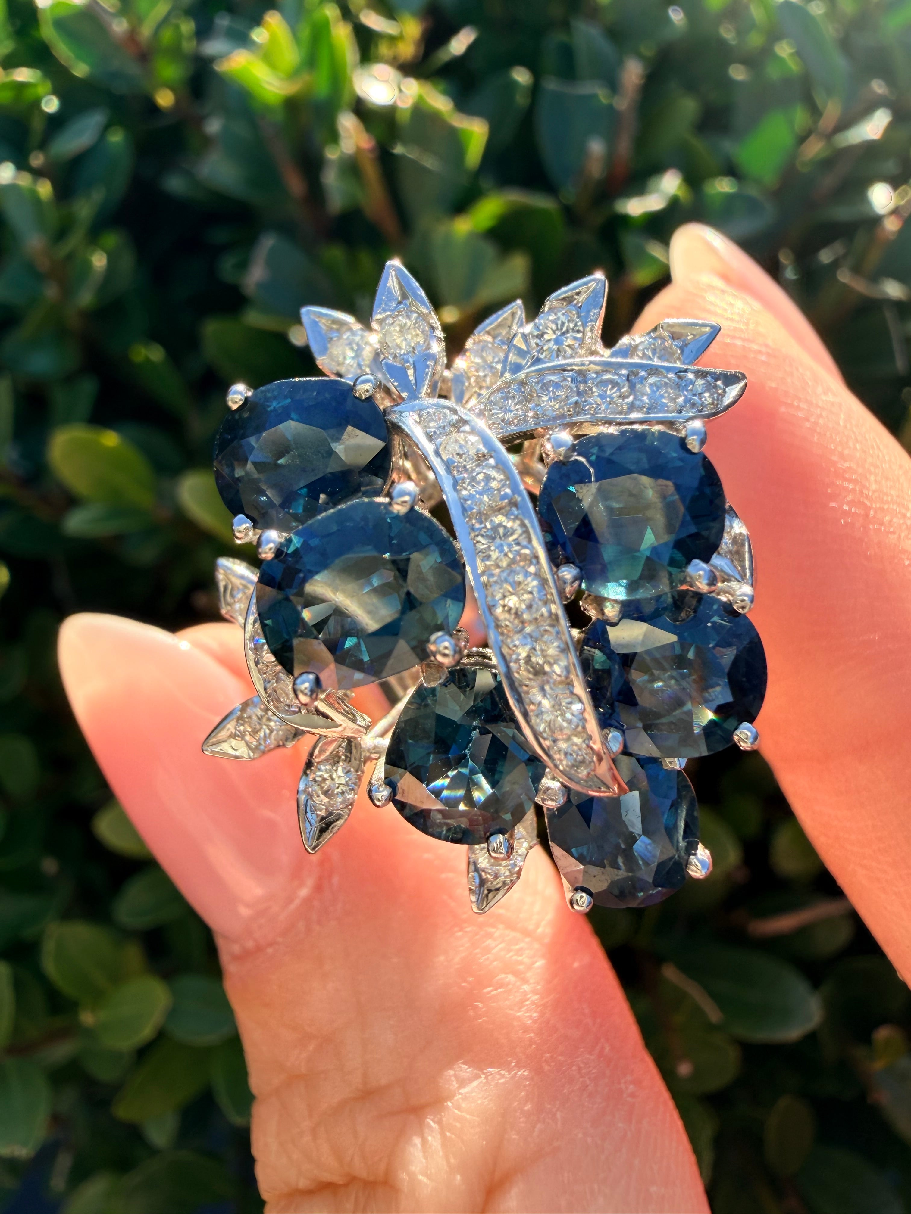 18k White Gold Natural Sapphire And Natural Diamond Ring Certified