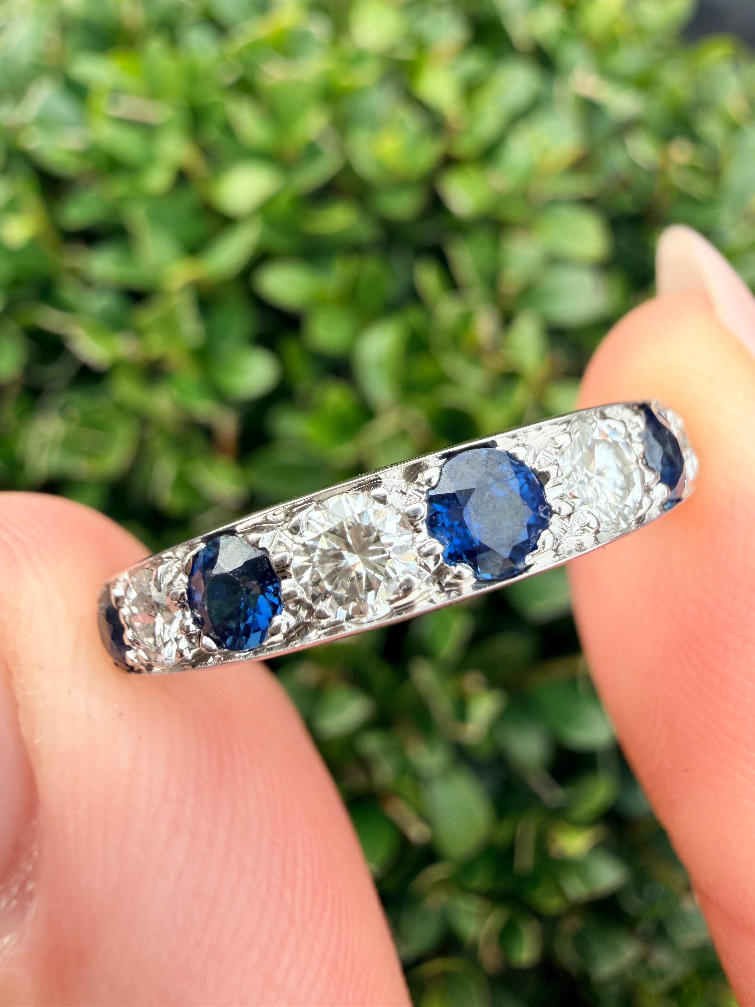 18k gold 0.55ct natural diamond and sapphire half eternity ring certified