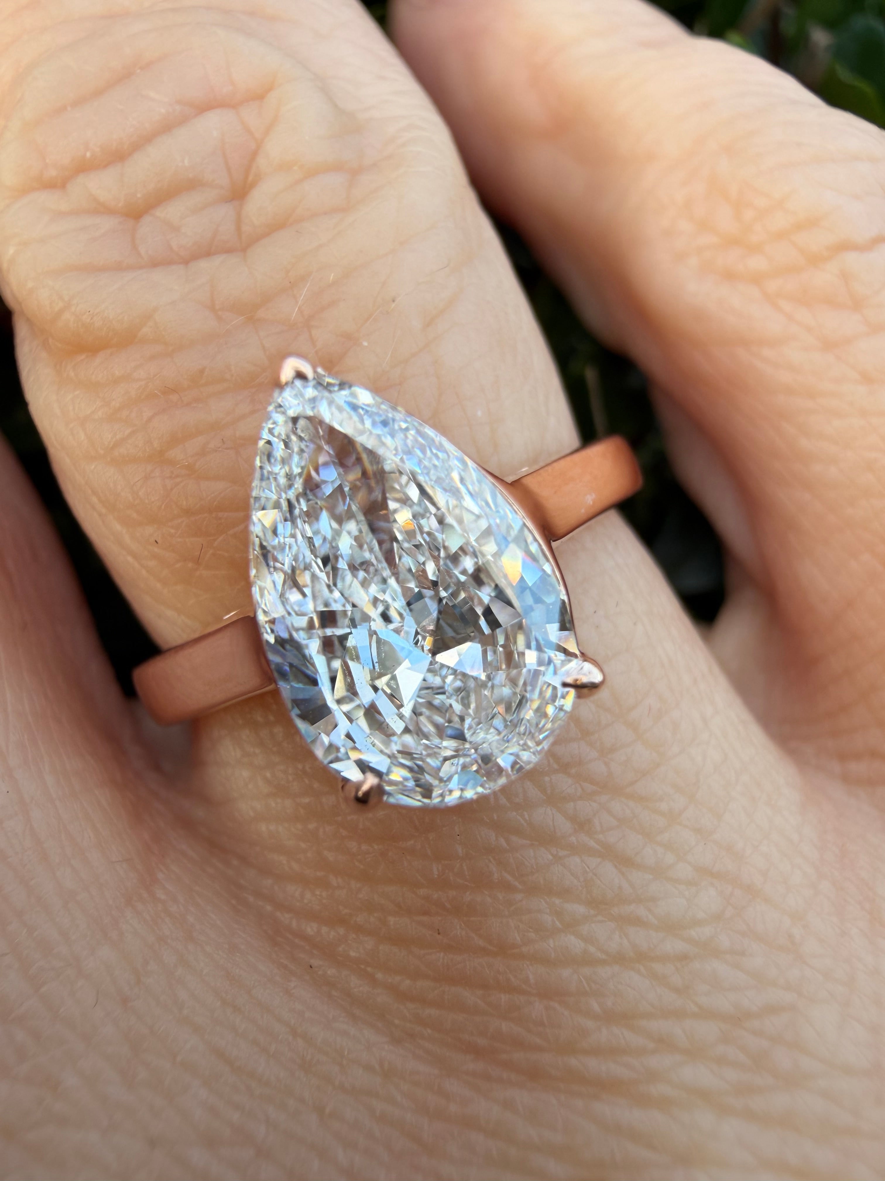 3.00ct pear cut Lab Grown Diamond Solitaire Ring IGI Certified set in 9k Rose gold