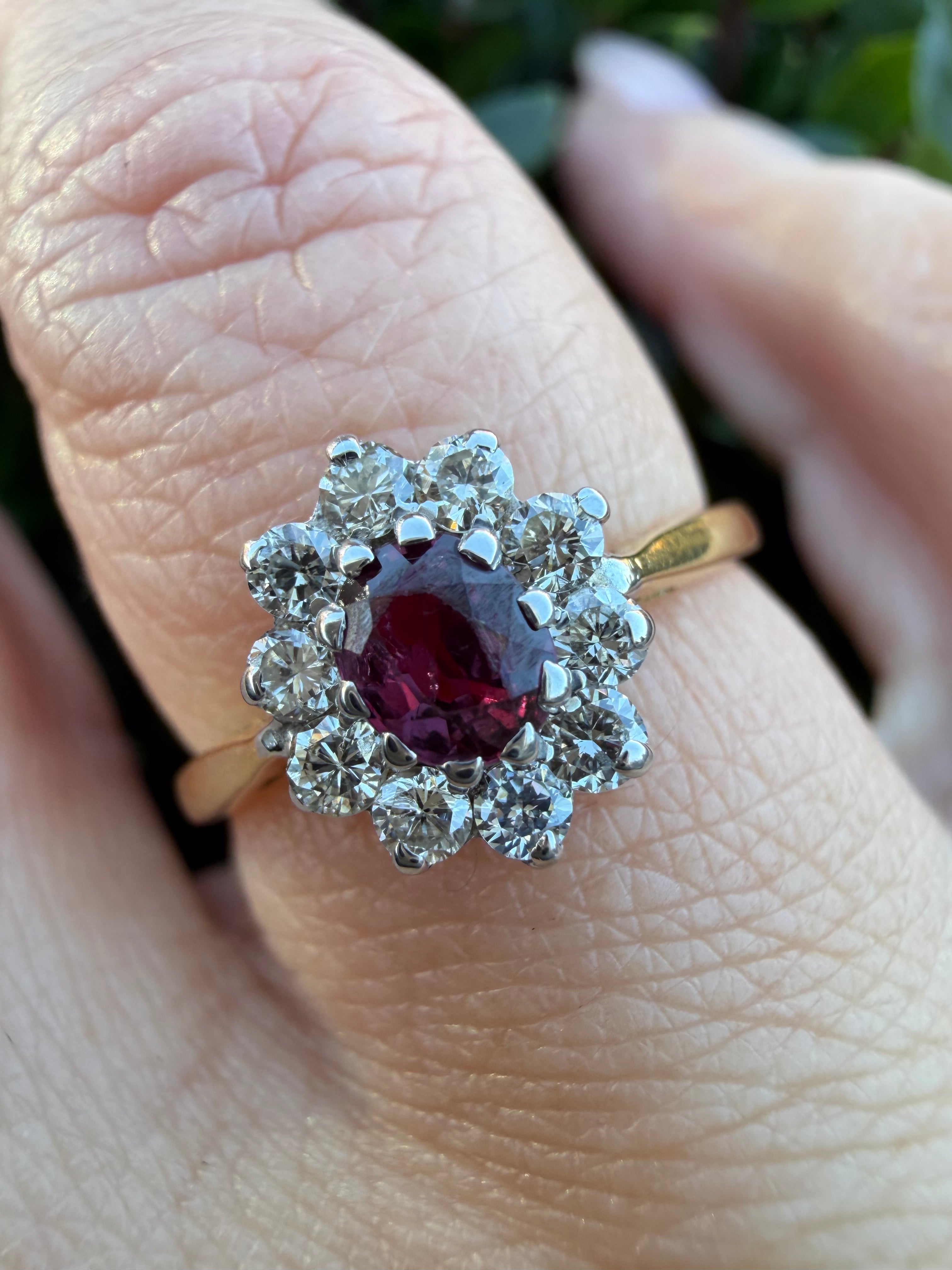 18k Yellow Gold Ruby And Natural Diamond Ring certified