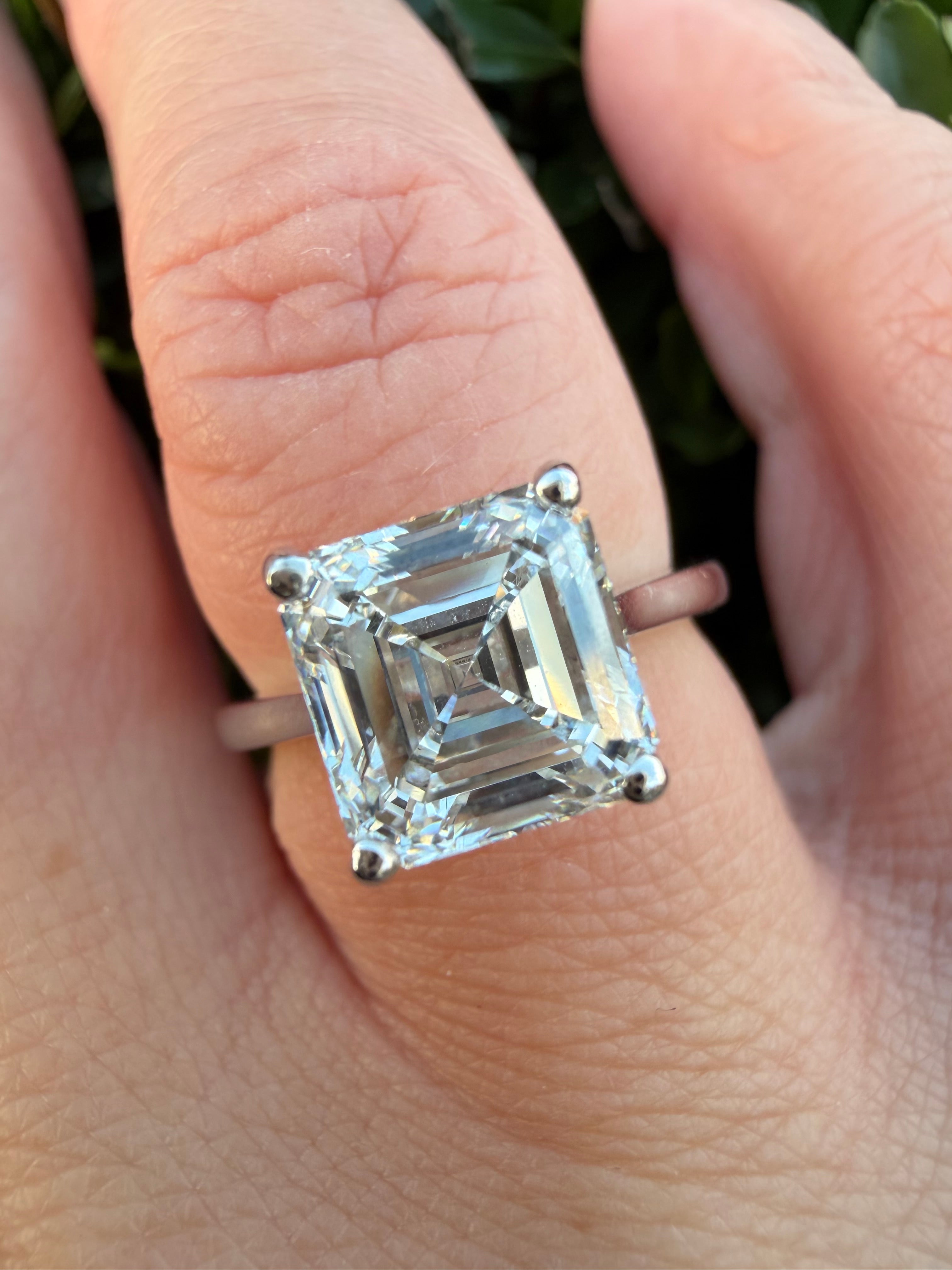 2.02ct square emerald cut Lab Grown Diamond Solitaire Ring IGI Certified set in platinum