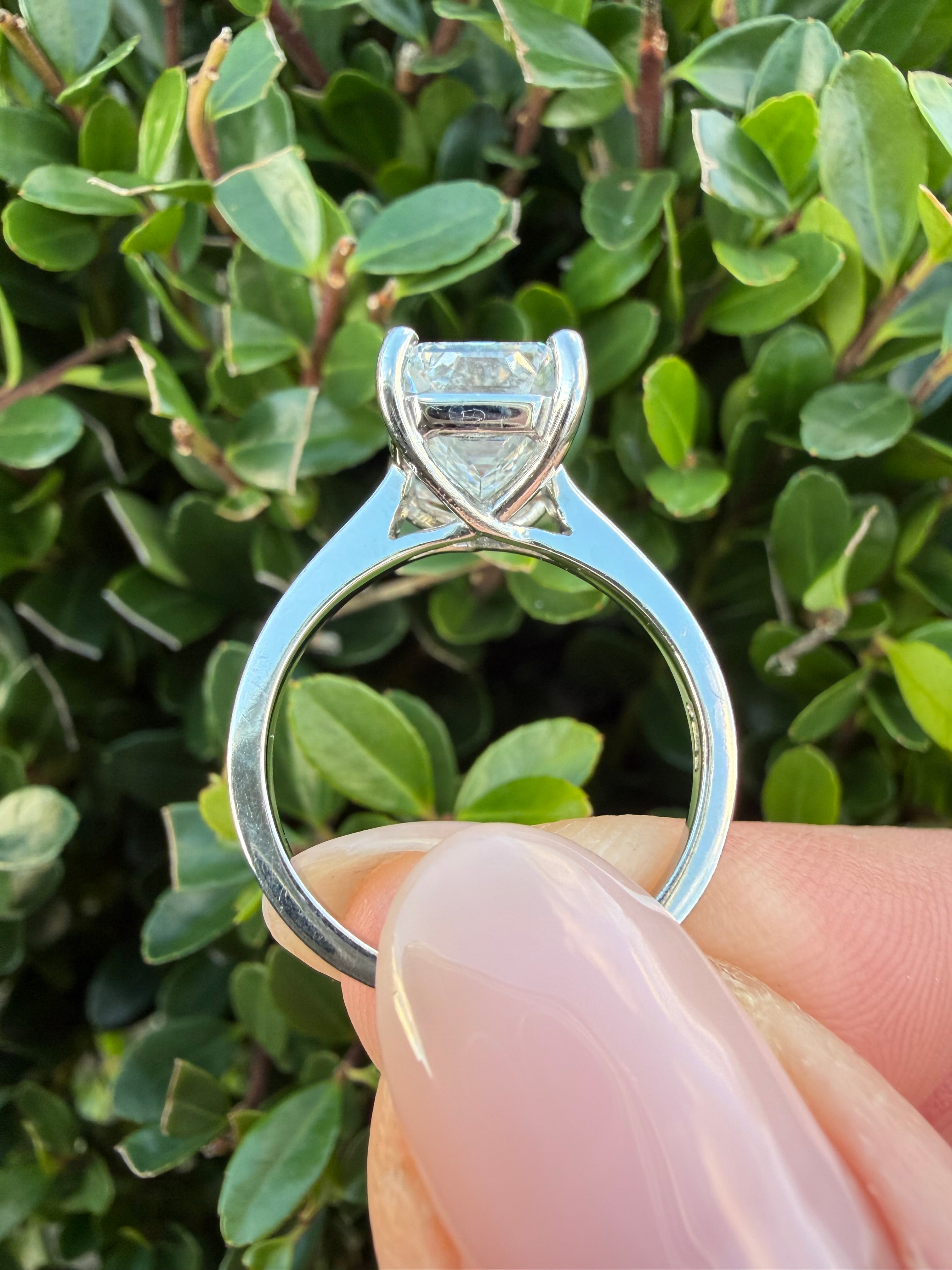 3.09ct Emerald cut Lab Grown Diamond Solitaire Ring IGI Certified set in platinum