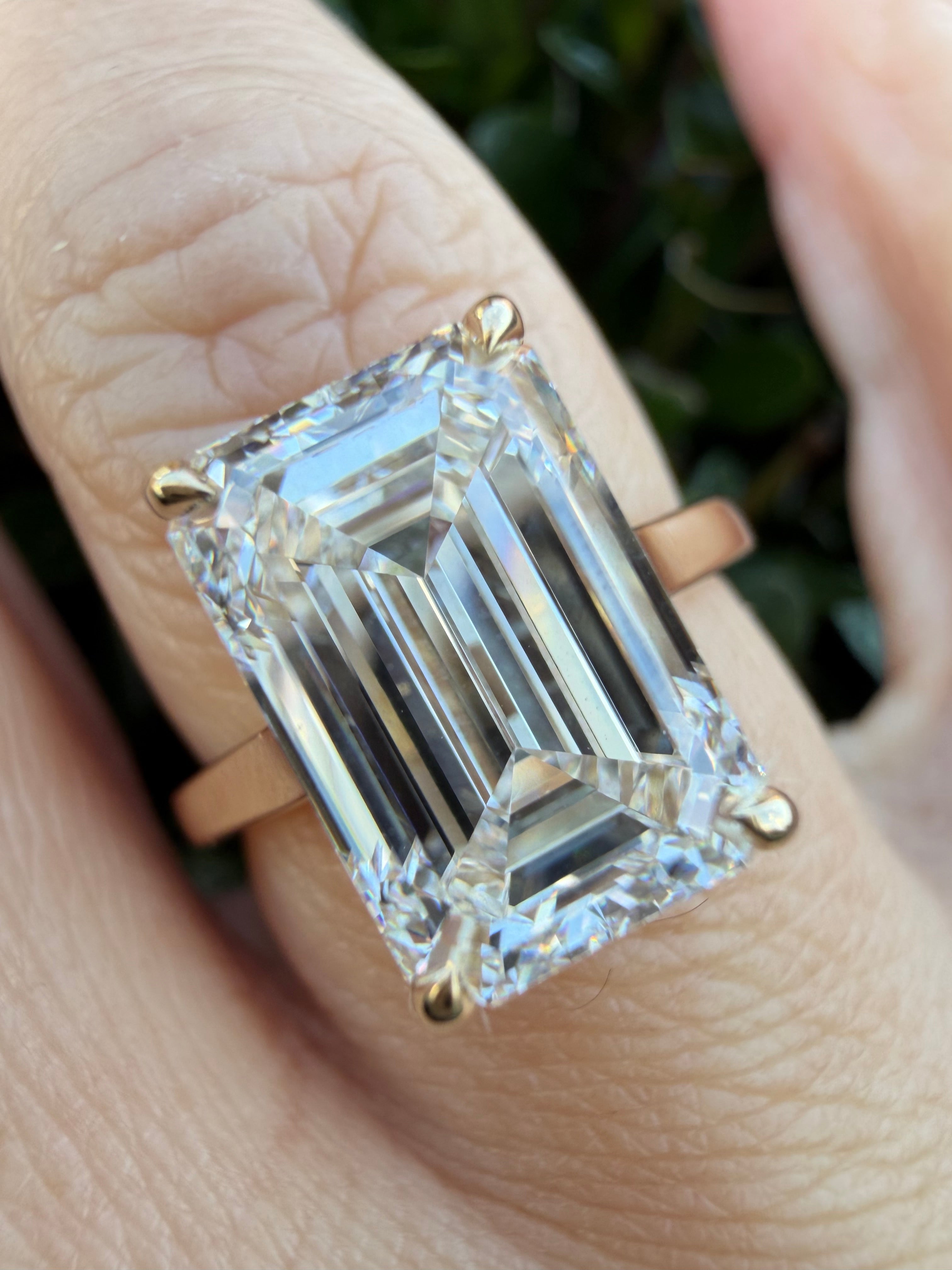 5.03ct emerald cut Lab Grown Diamond Solitaire Ring IGI Certified set in 9k yellow gold