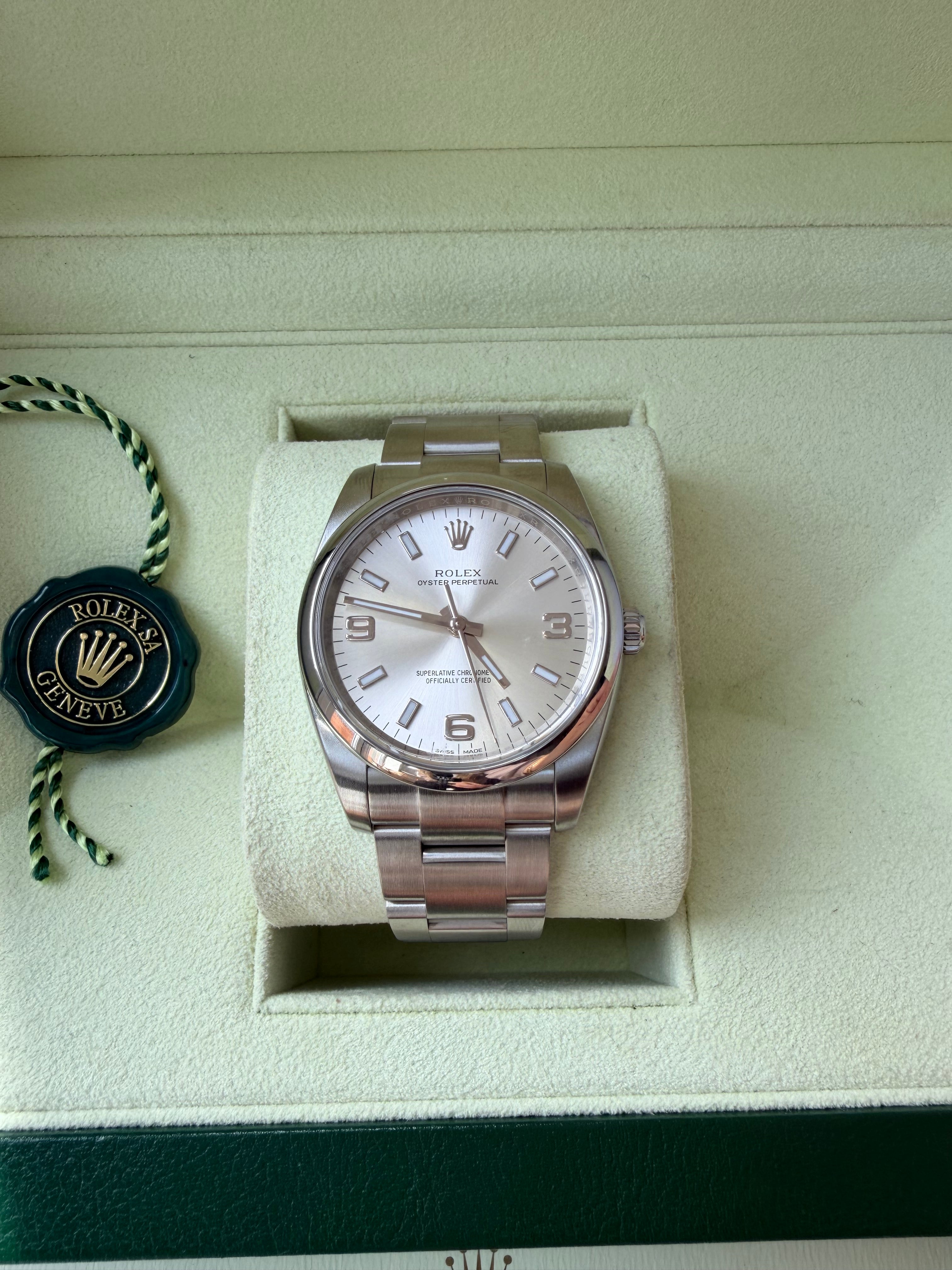 Rolex Oyster Perpetual 114200 – 34mm – Silver Dial – 2018 – Boxed