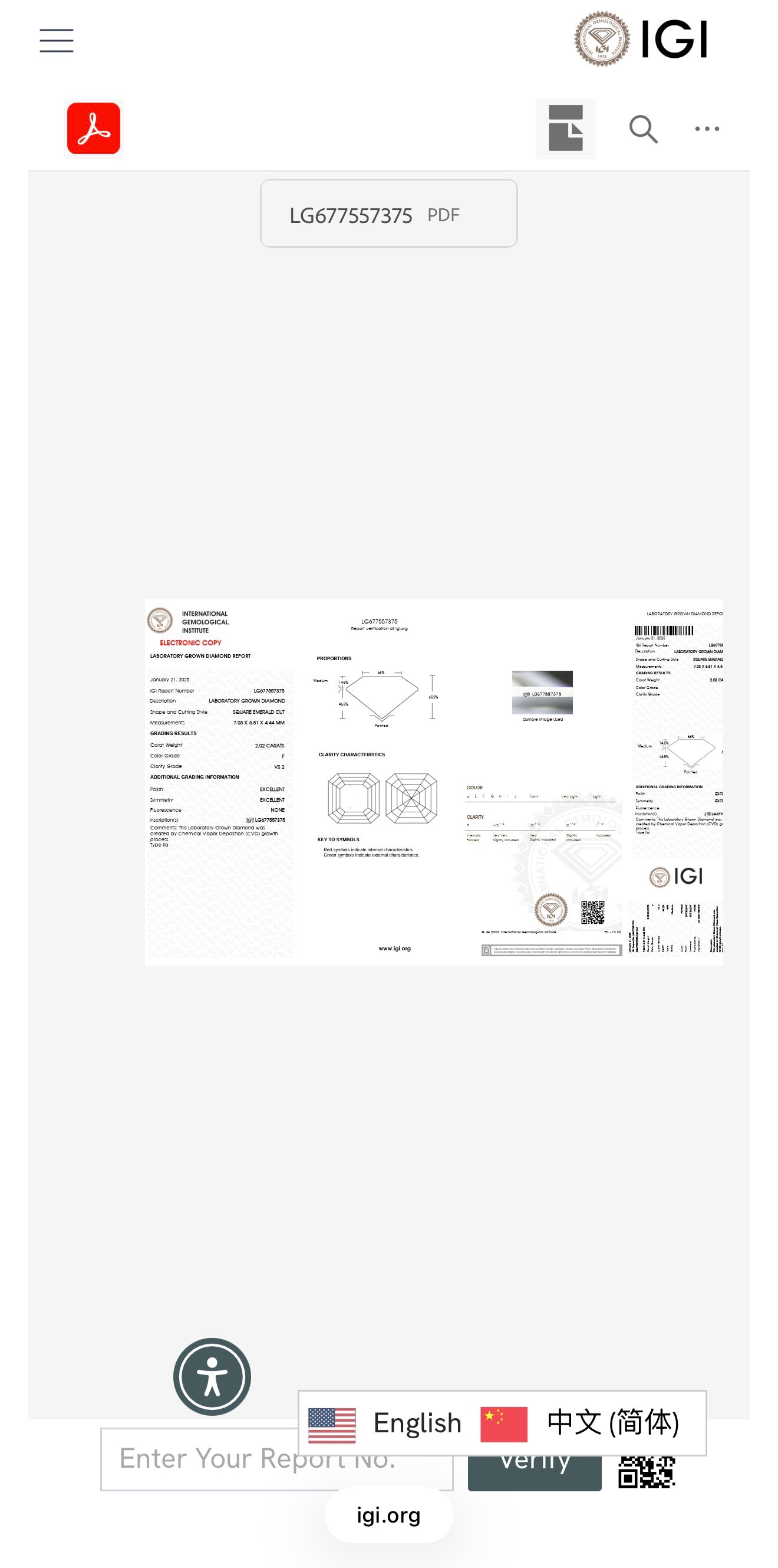 2.02ct square emerald cut Lab Grown Diamond Solitaire Ring IGI Certified set in platinum