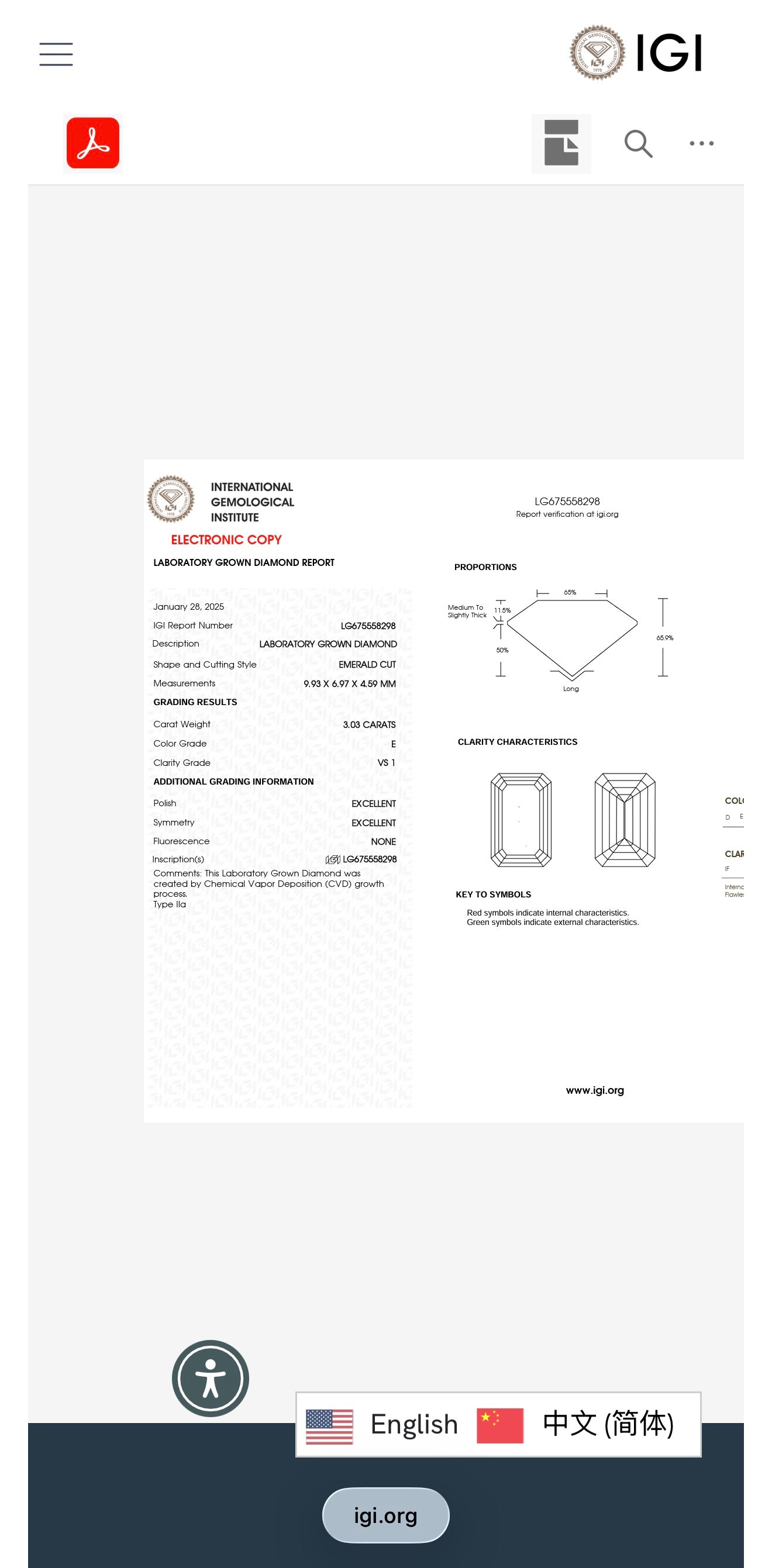 3.03ct Emerald cut Lab Grown Diamond Solitaire Ring IGI Certified set in platinum