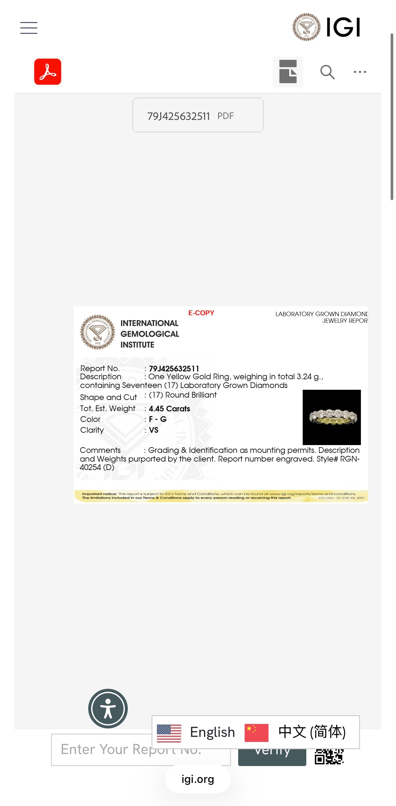 4.45ct round brilliant cut lab grown Diamond Full Eternity Ring 9k yellow Gold IGI certified