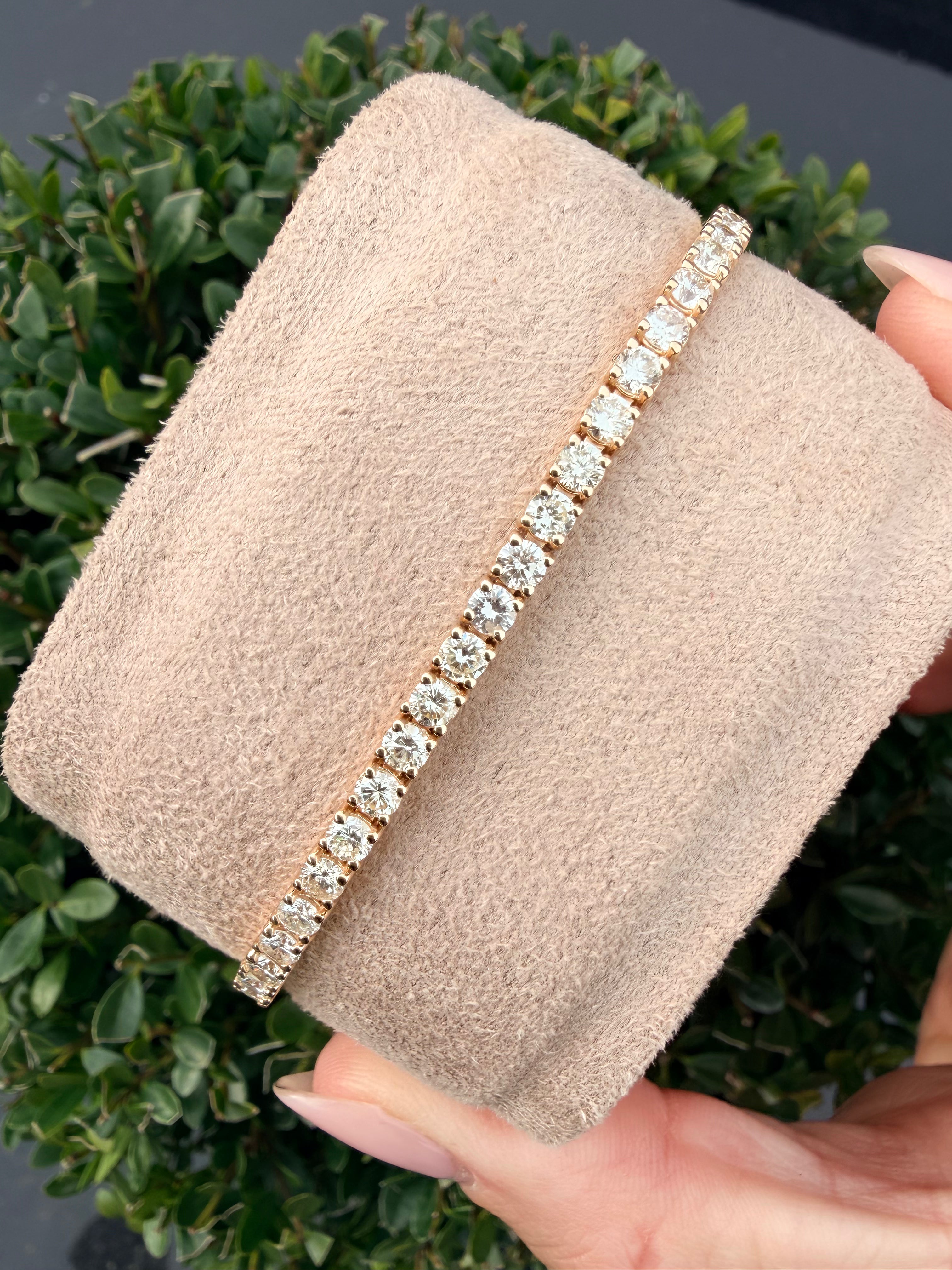 14k Gold 5.50ct Natural Round Cut Diamond Tennis Bracelet Certified Rrp £10100